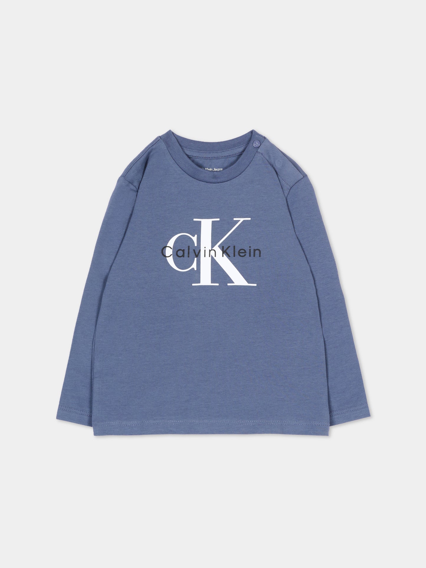 T-Shirt blu per neonato con logo,Calvin Klein Kids,LV1CKTJA49 CHX