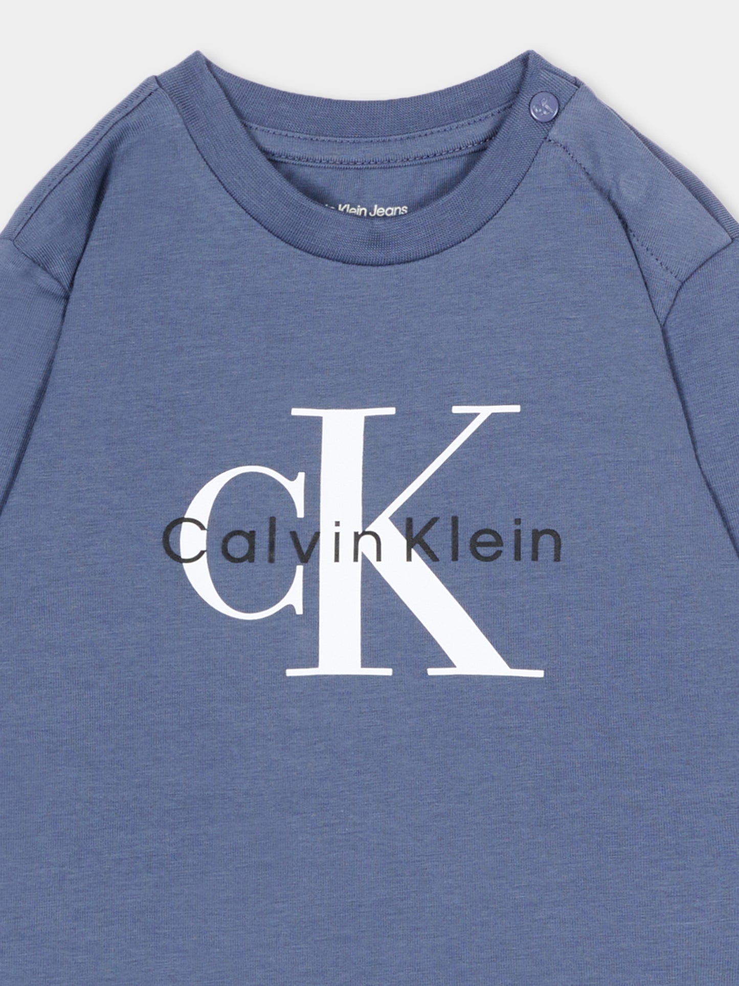 T-Shirt blu per neonato con logo,Calvin Klein Kids,LV1CKTJA49 CHX