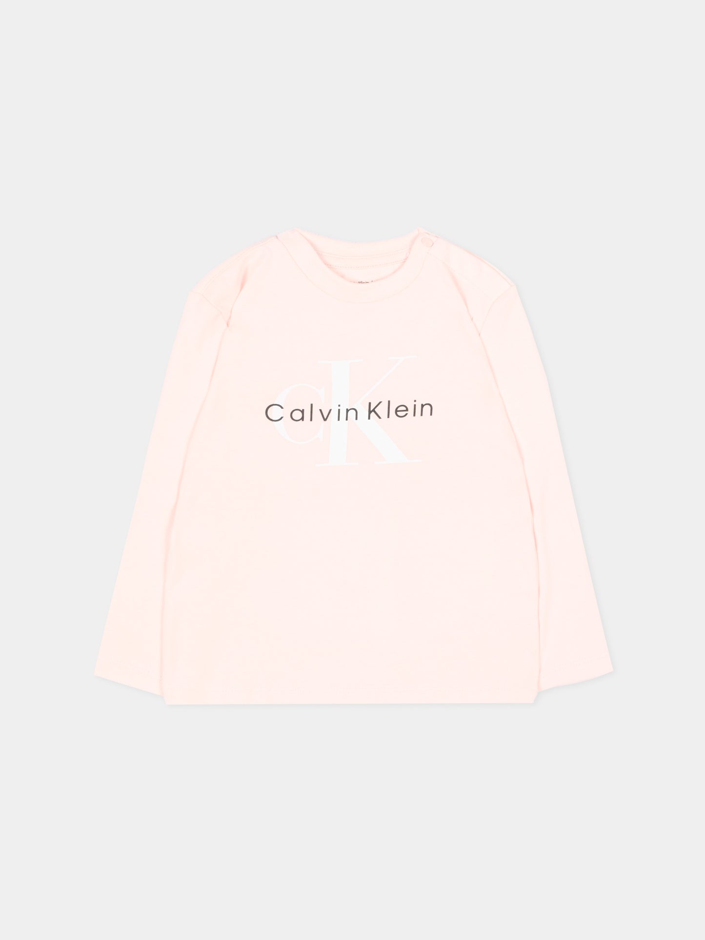 T-Shirt rosa per neonata con logo,Calvin Klein Kids,LV1CKTJA49 T0R