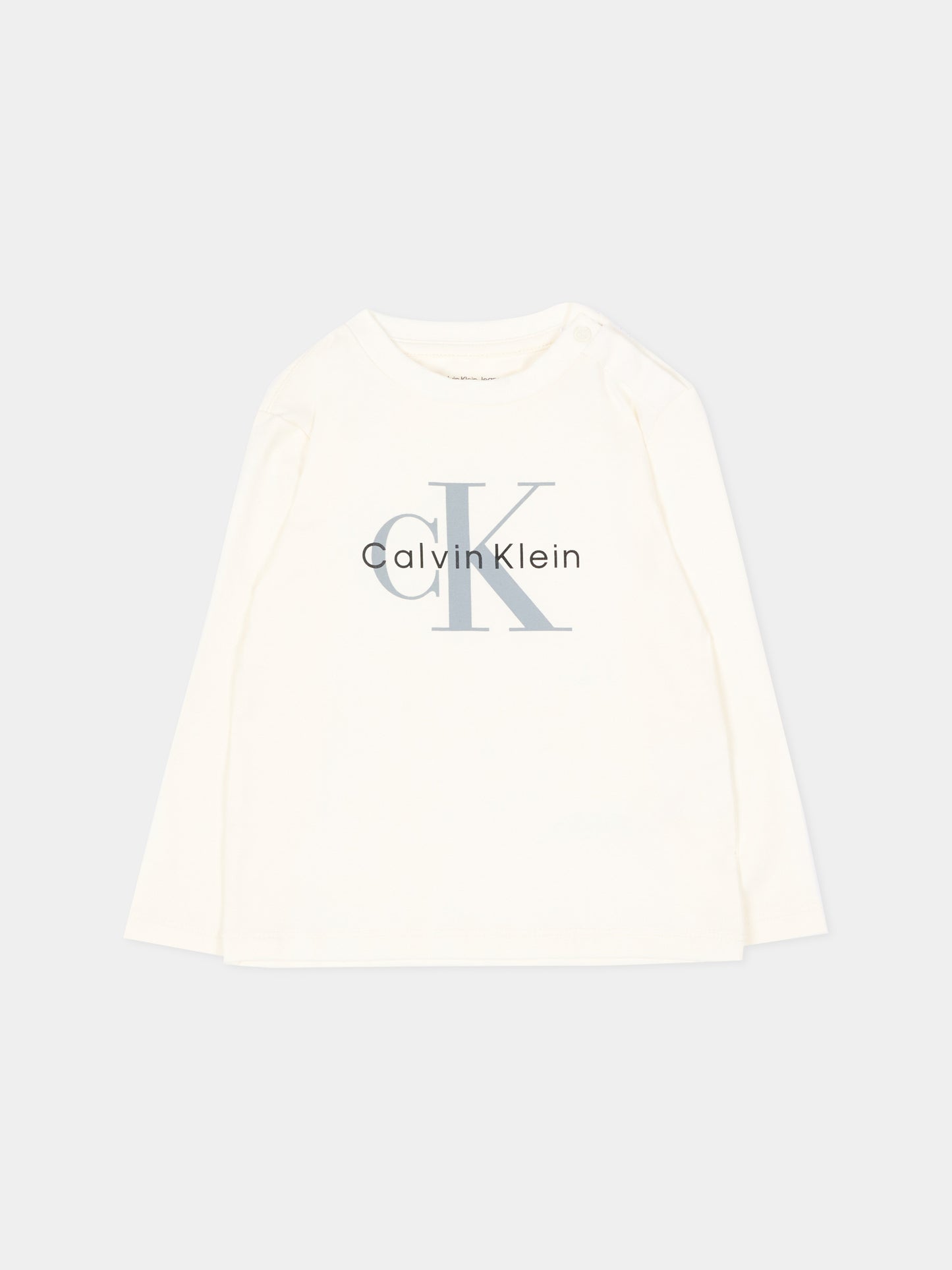 T-Shirt avorio per neonati con logo,Calvin Klein Kids,LV1CKTJA49 YAS