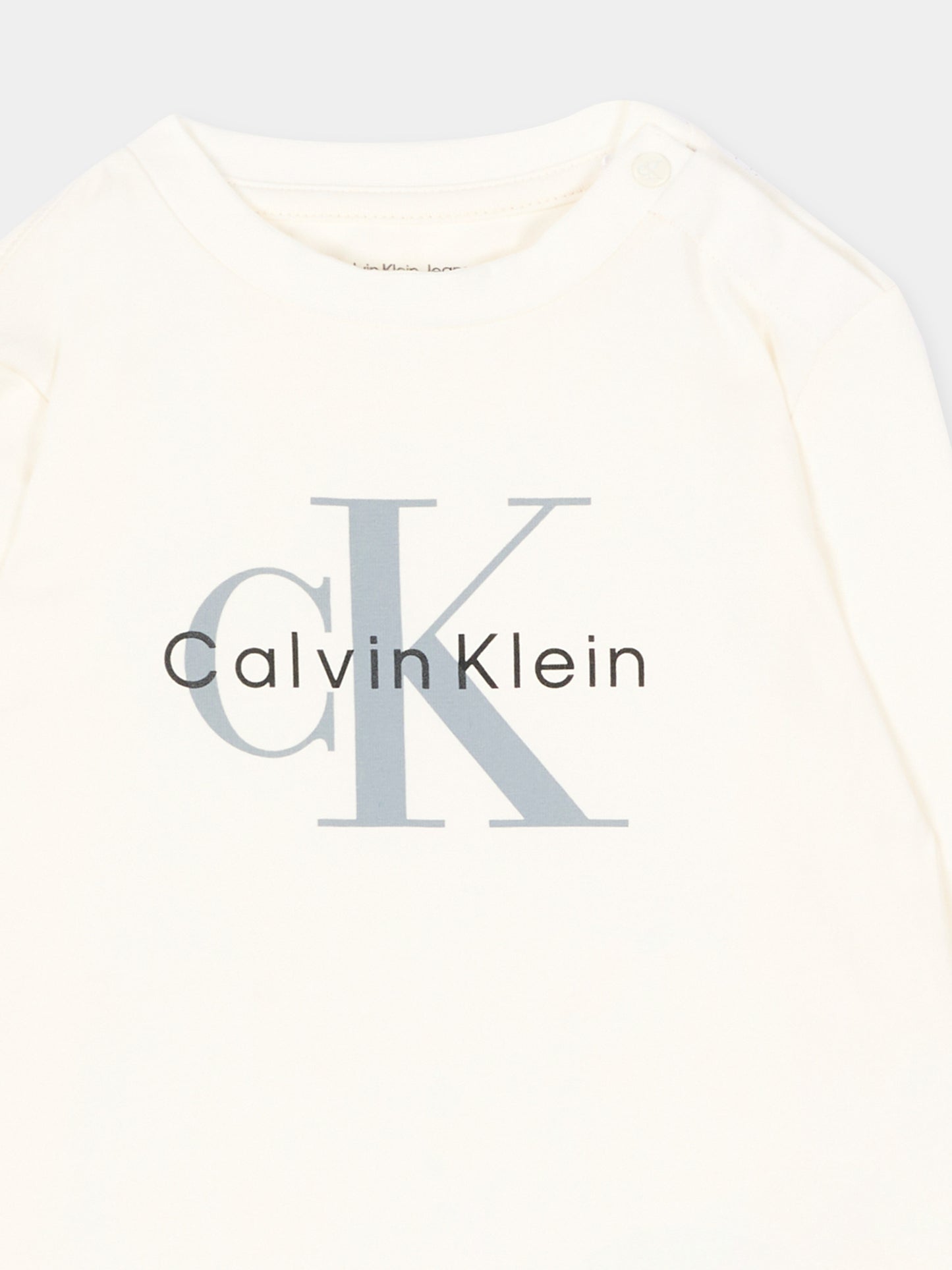 T-Shirt avorio per neonati con logo,Calvin Klein Kids,LV1CKTJA49 YAS