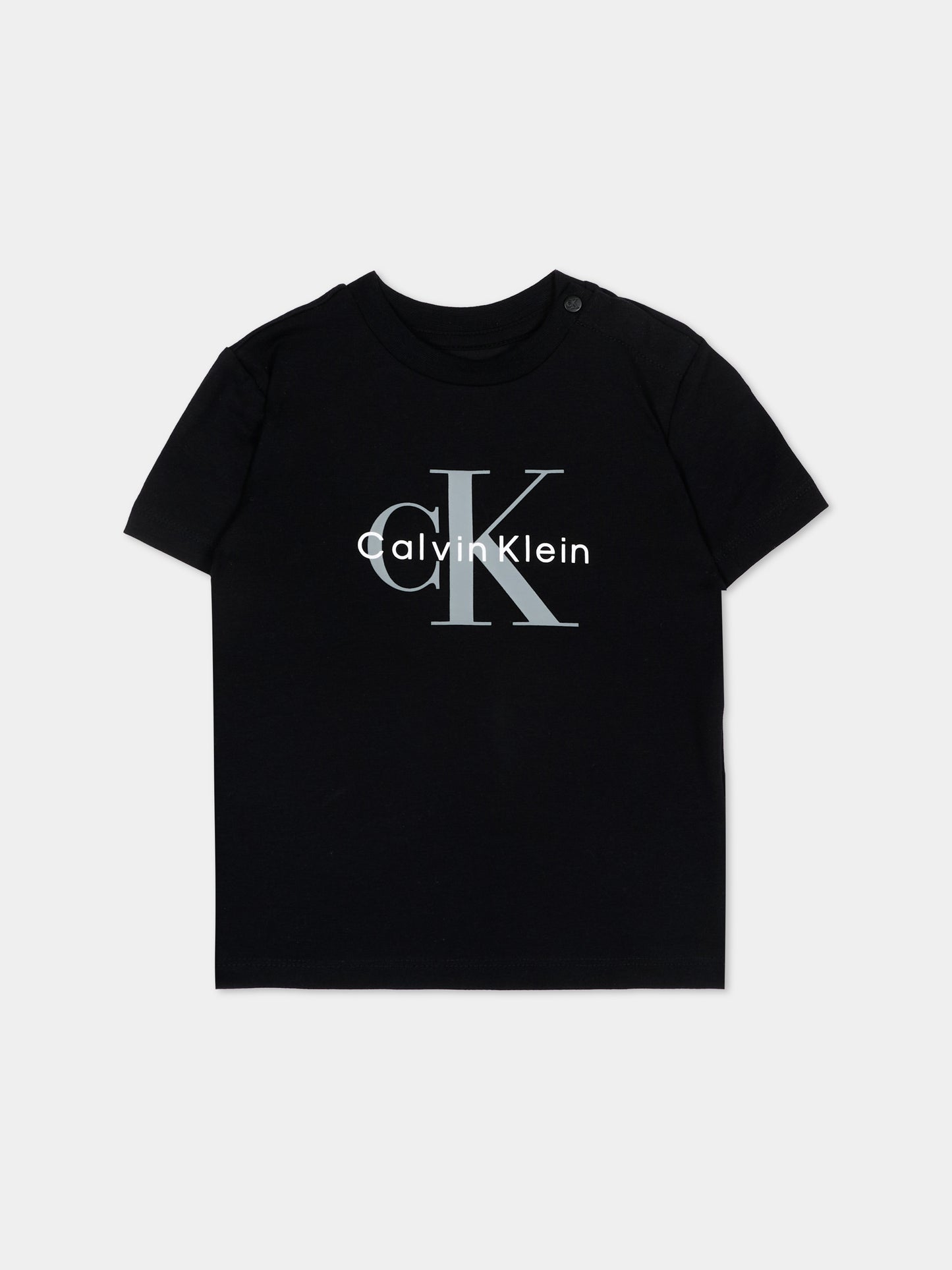 T-Shirt nera per neonati con logo,Calvin Klein Kids,LV1CKTJA50 BEH