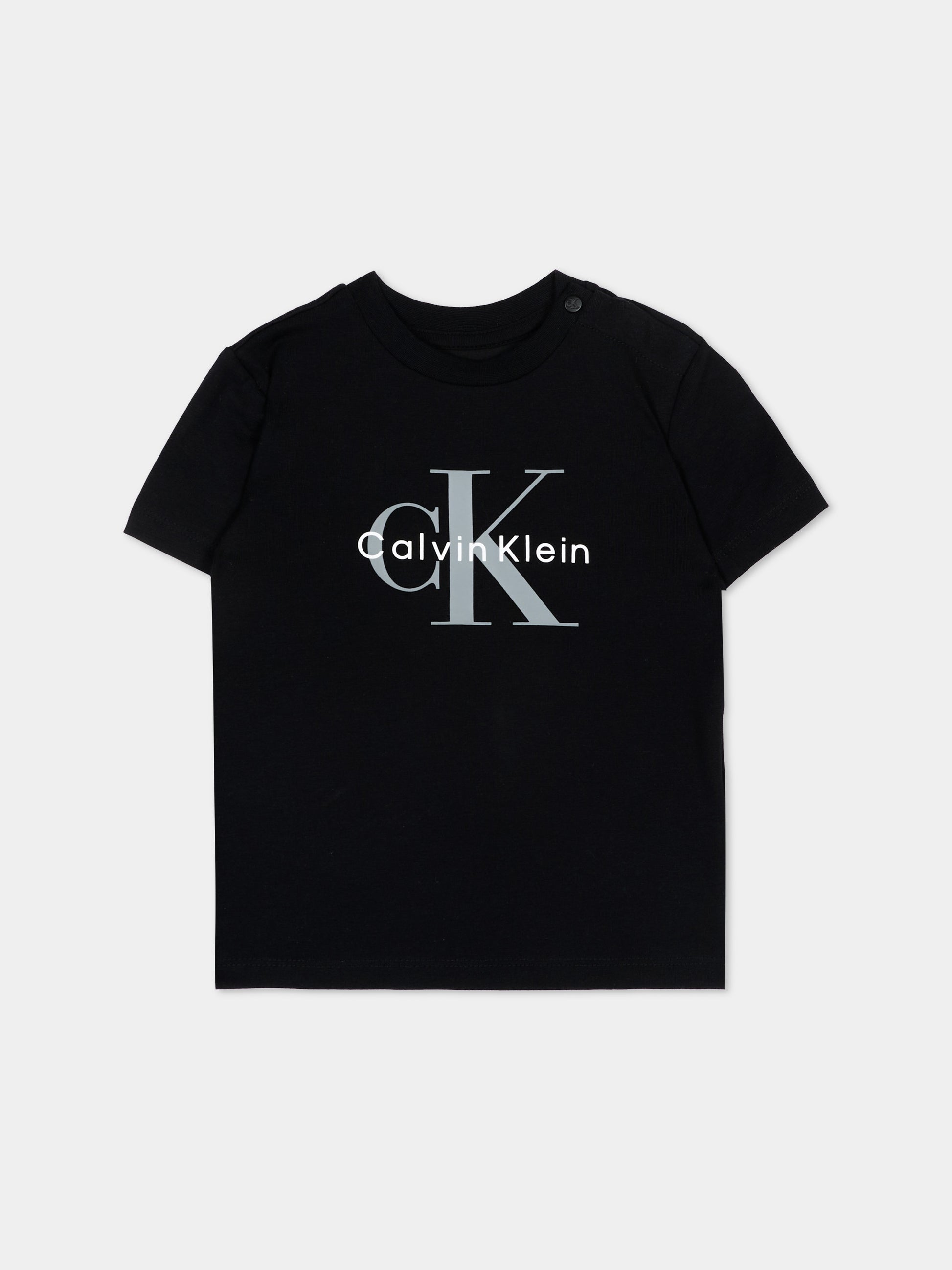 T-Shirt nera per neonati con logo,Calvin Klein Kids,LV1CKTJA50 BEH