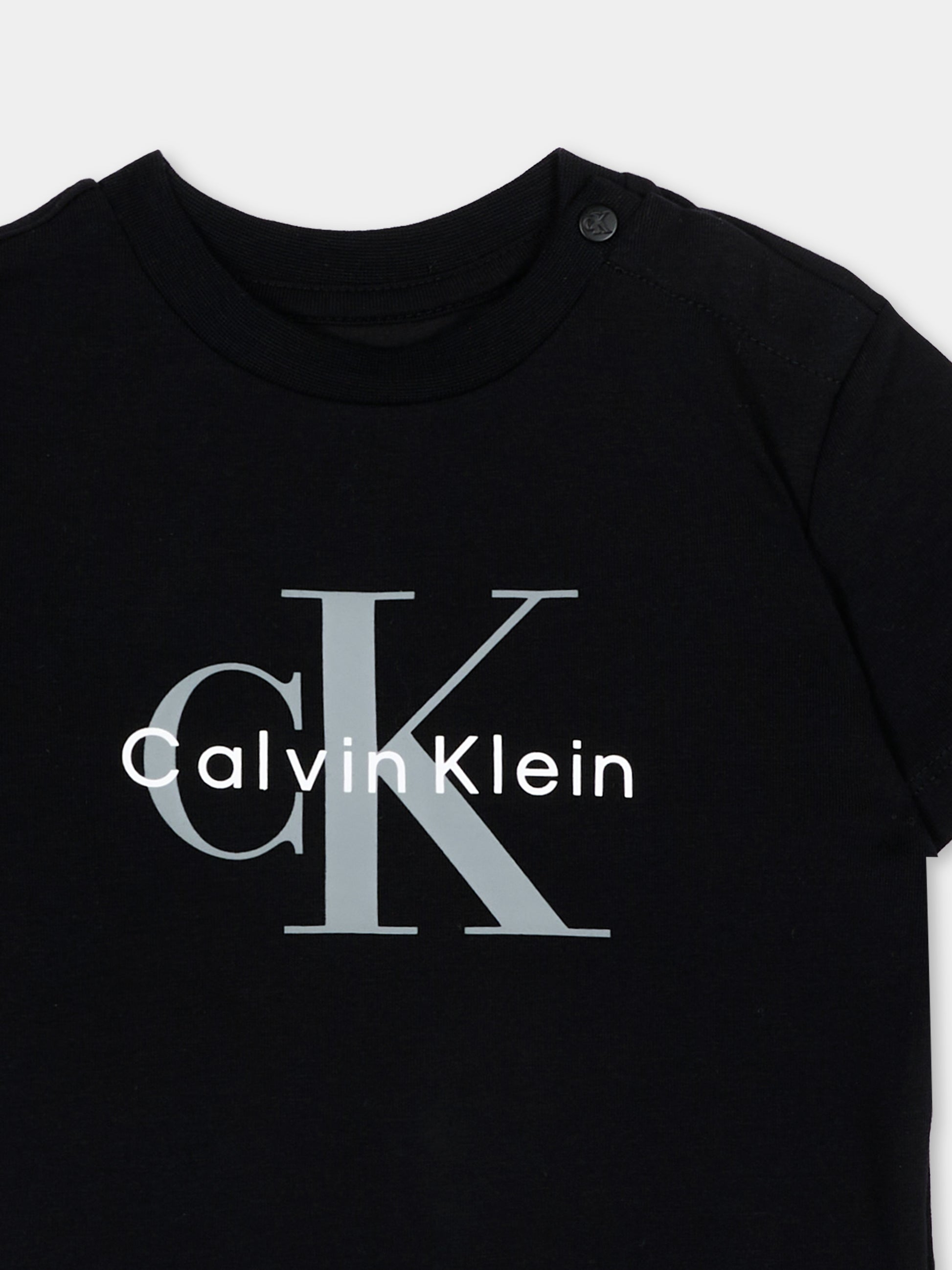 T-Shirt nera per neonati con logo,Calvin Klein Kids,LV1CKTJA50 BEH
