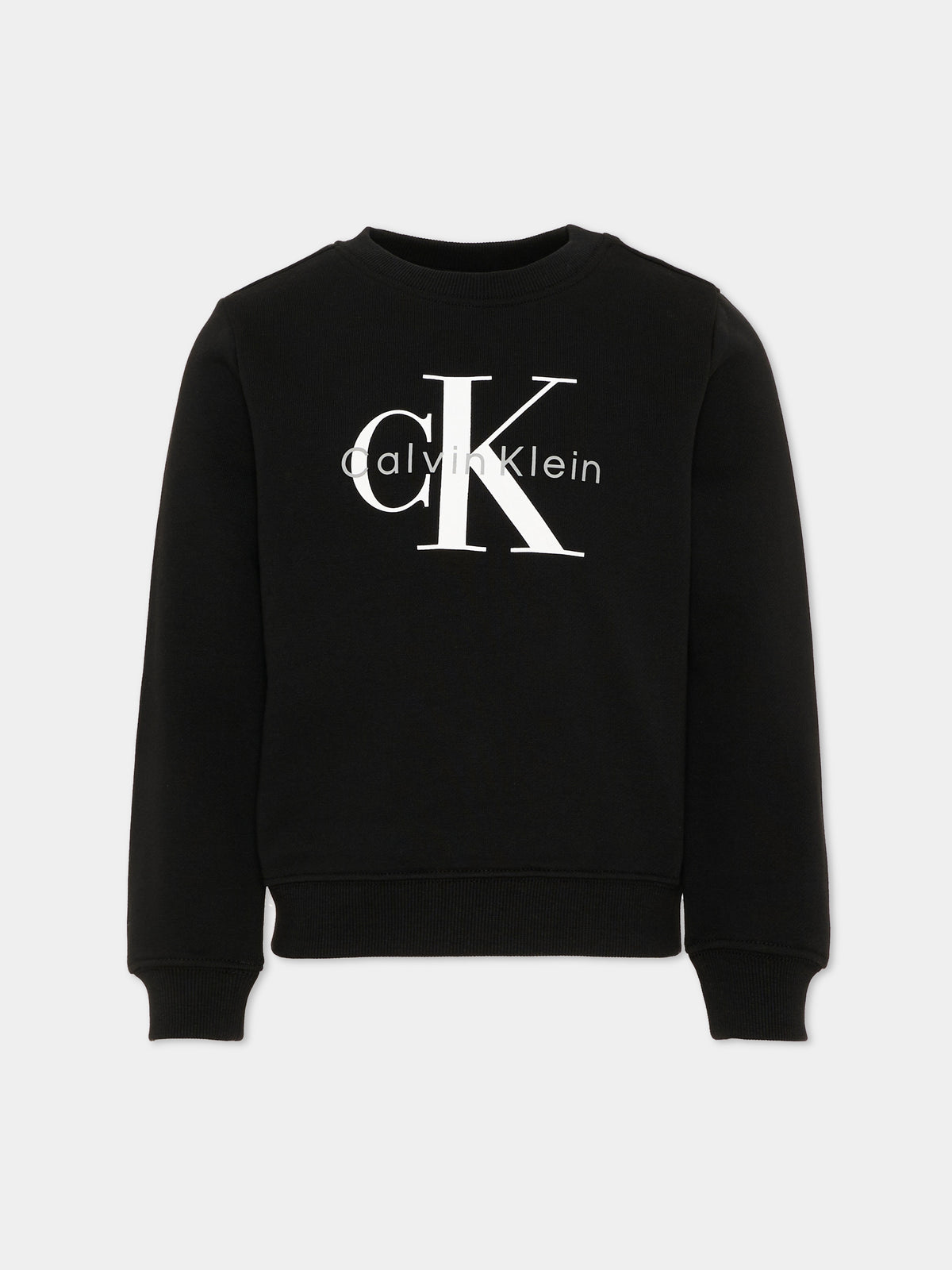 Felpa nera per bambini con logo,Calvin Klein Kids,LV1CKTJB07 BEH