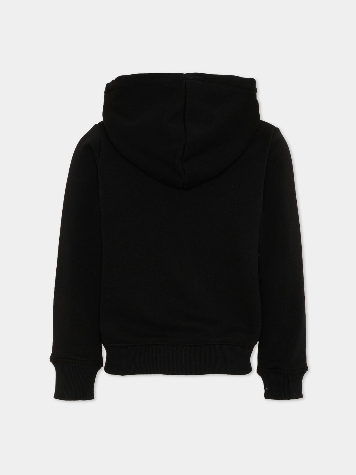 Felpa nera con cappuccio per bambini con logo,Calvin Klein Kids,LV1CKTJB12 BEH