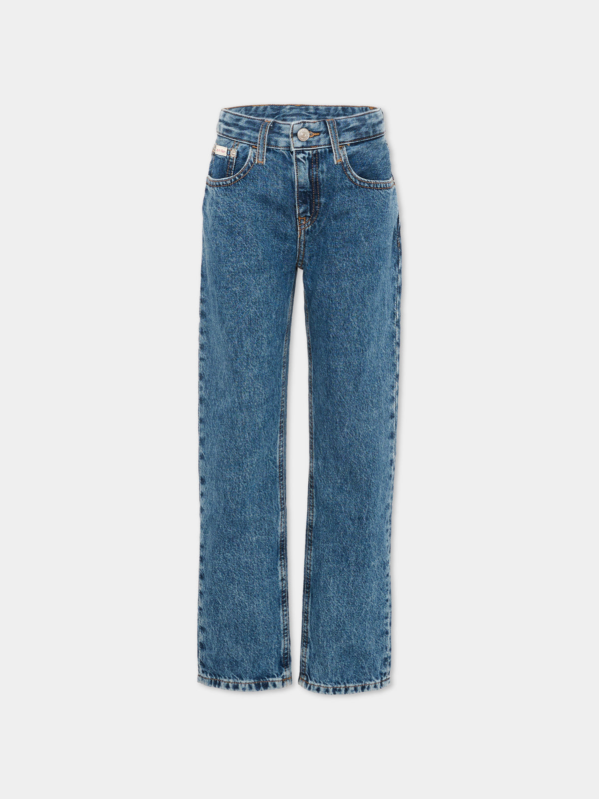 Jeans denim per bambino con patch logo,Calvin Klein Kids,LV1CKTJC18 1BJ