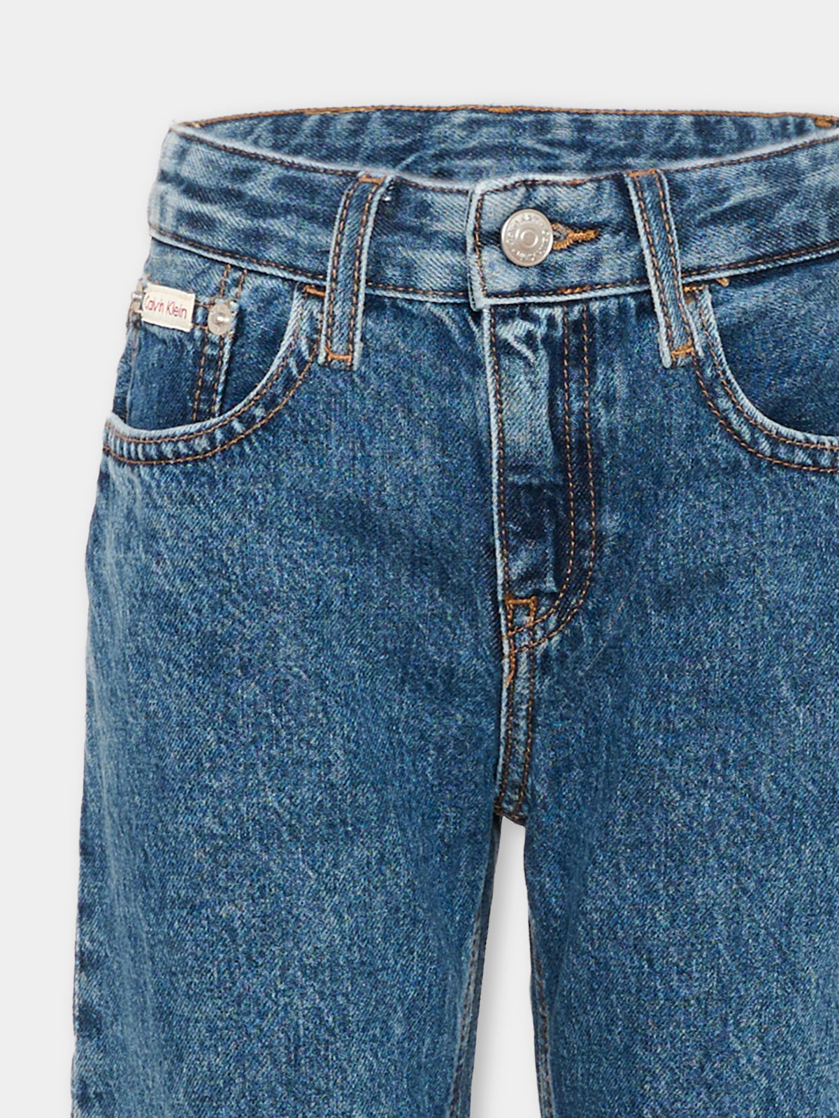 Jeans denim per bambino con patch logo,Calvin Klein Kids,LV1CKTJC18 1BJ