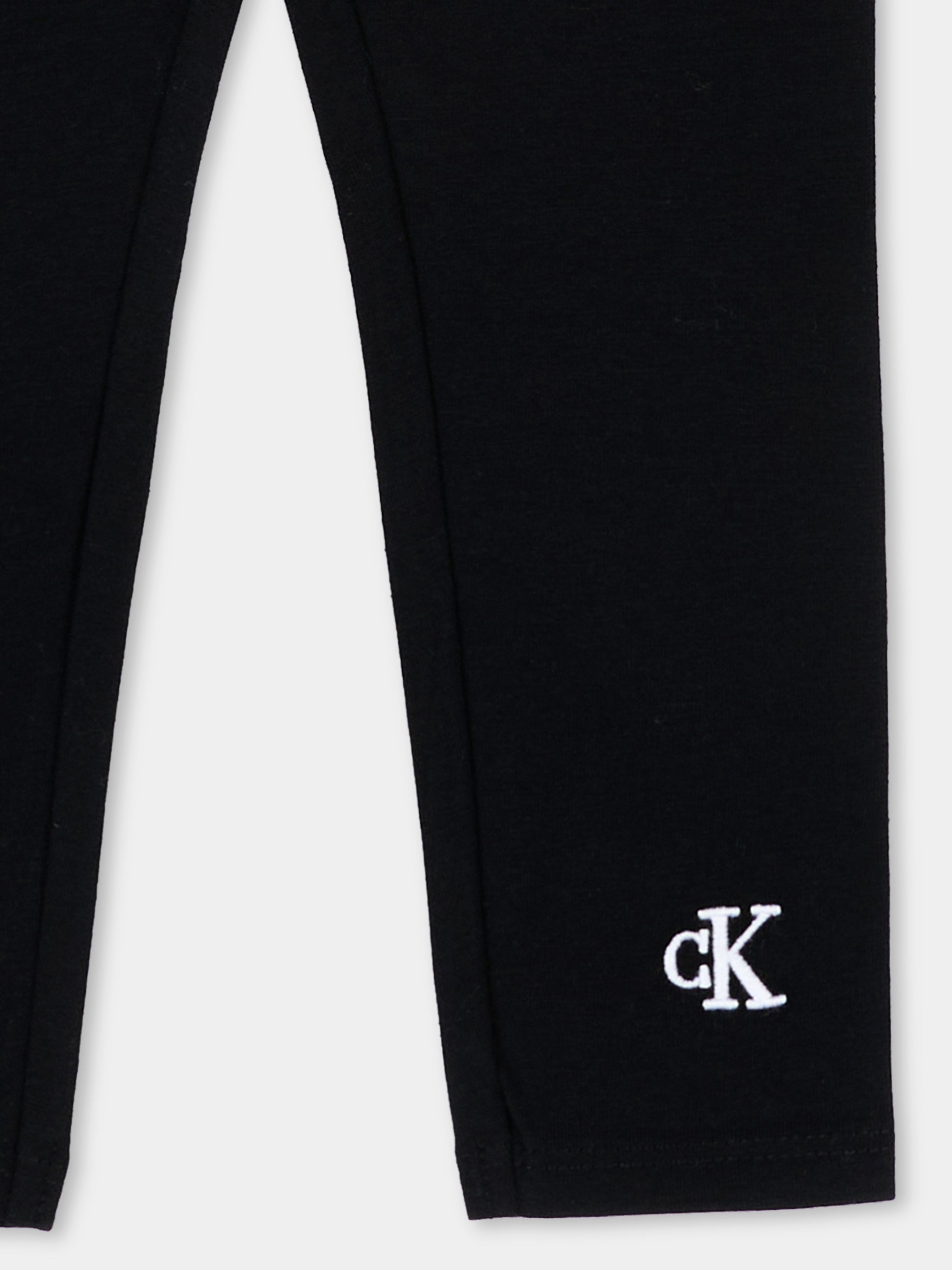 Leggings neri per neonata con logo,Calvin Klein Kids,LV1CKTJC49 BEH