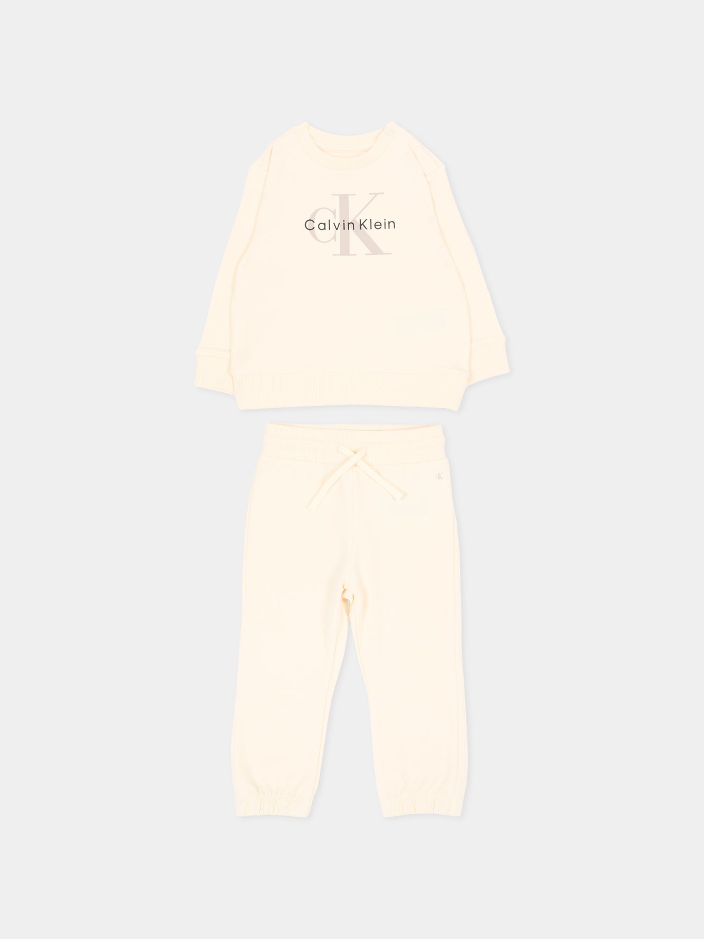 Completo sportivo avorio per neonati con logo,Calvin Klein Kids,LV1CKTJI13 YAS