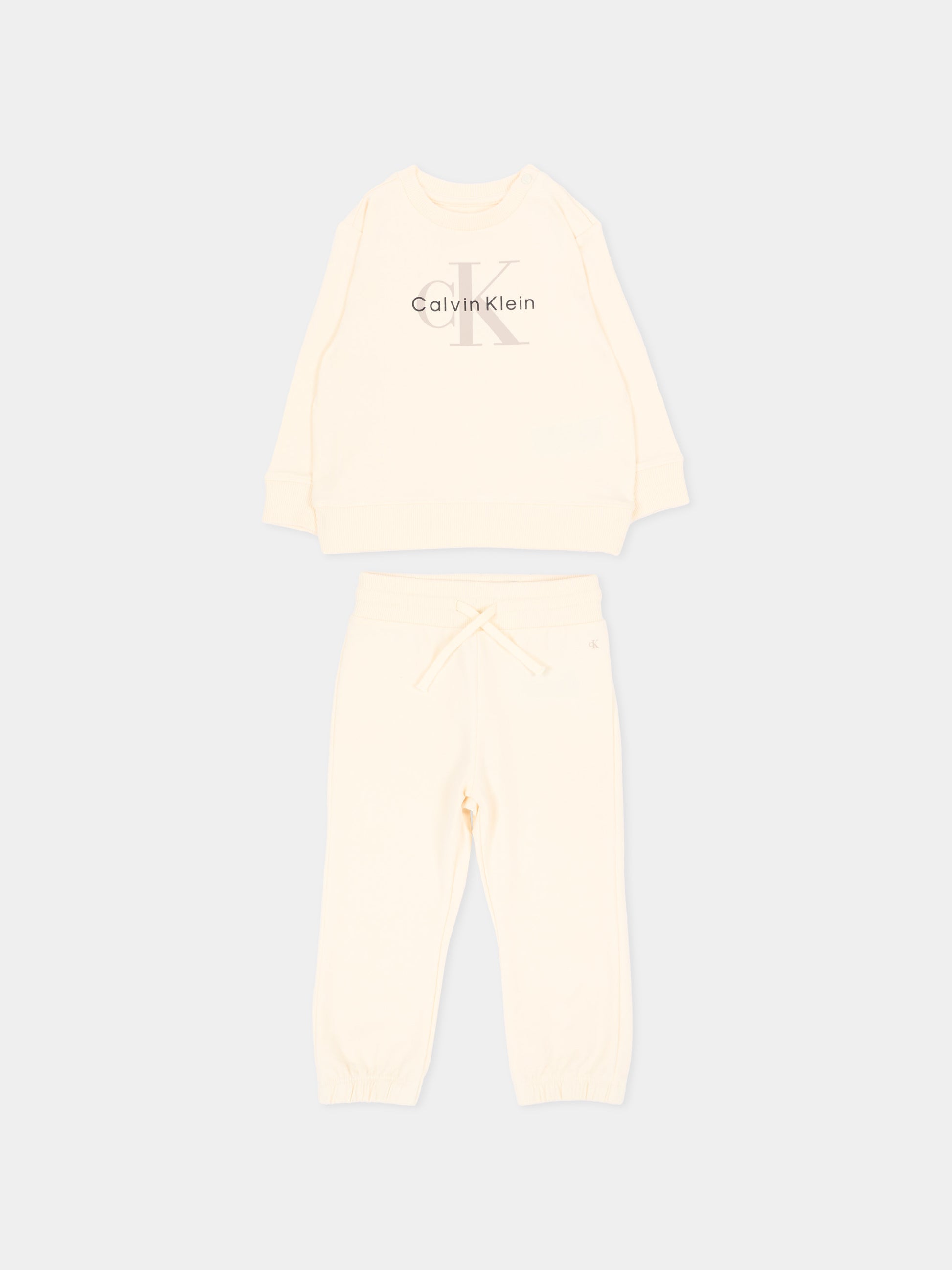 Completo sportivo avorio per neonati con logo,Calvin Klein Kids,LV1CKTJI13 YAS