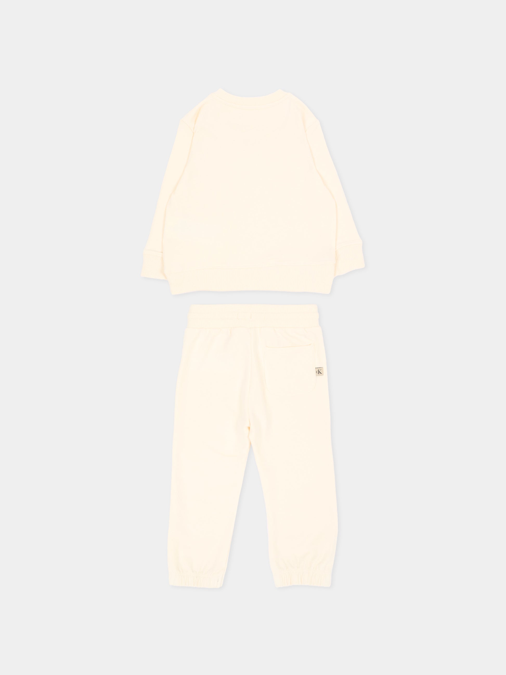Completo sportivo avorio per neonati con logo,Calvin Klein Kids,LV1CKTJI13 YAS