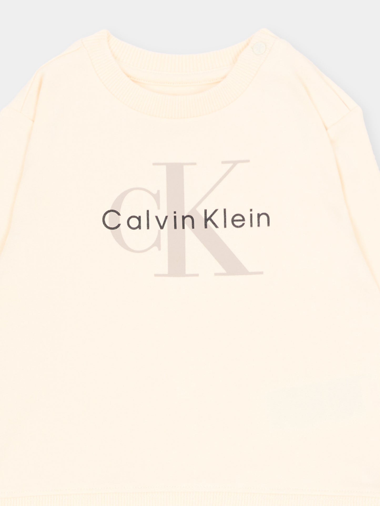 Completo sportivo avorio per neonati con logo,Calvin Klein Kids,LV1CKTJI13 YAS
