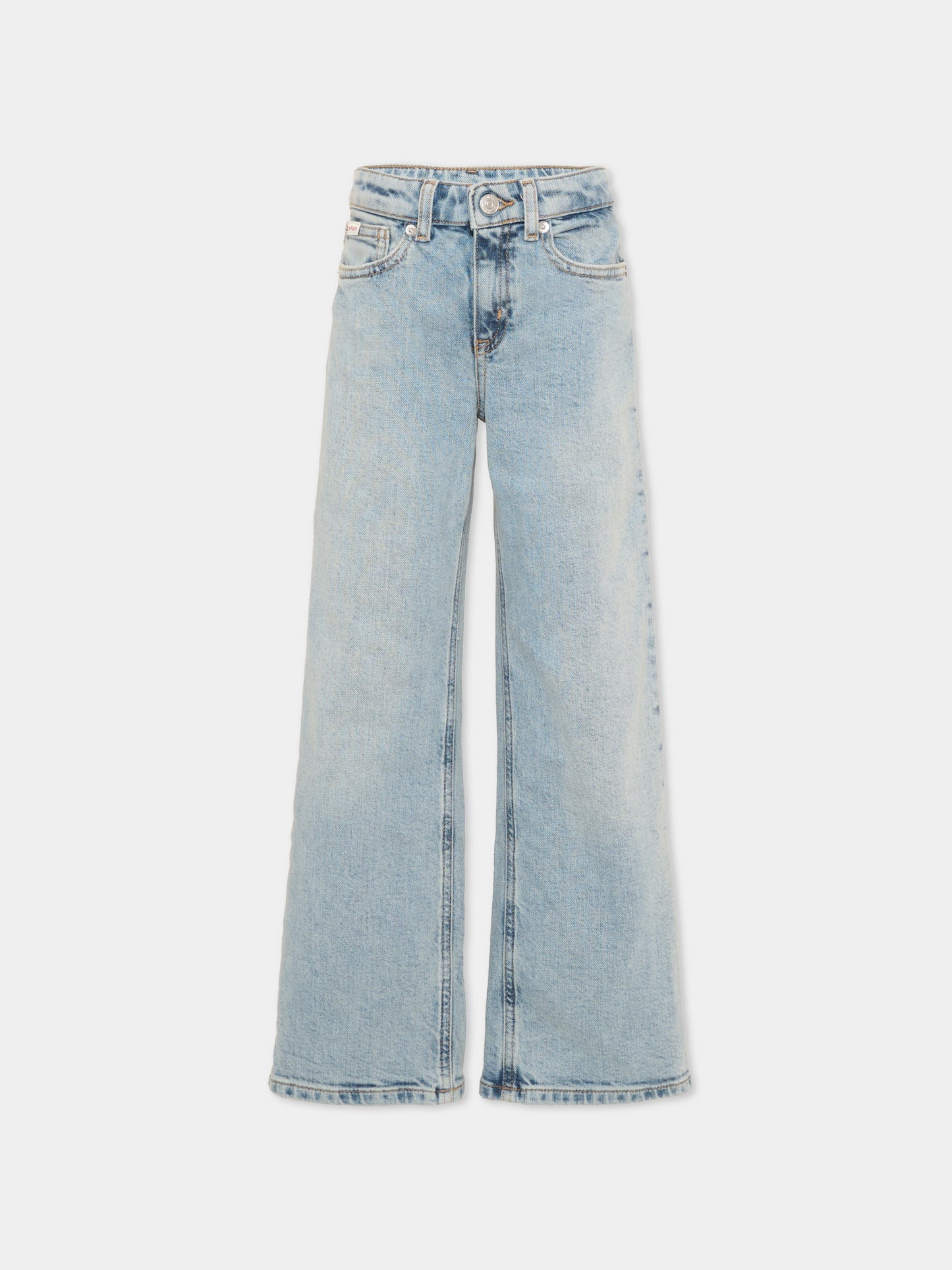 Jeans denim per bambina con patch logo,Calvin Klein Kids,LVCKSJC02G 1A4