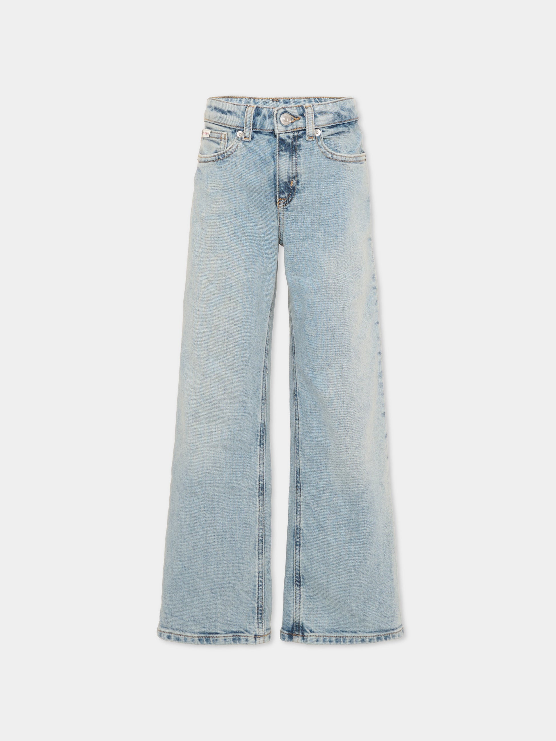 Jeans denim per bambina con patch logo,Calvin Klein Kids,LVCKSJC02G 1A4
