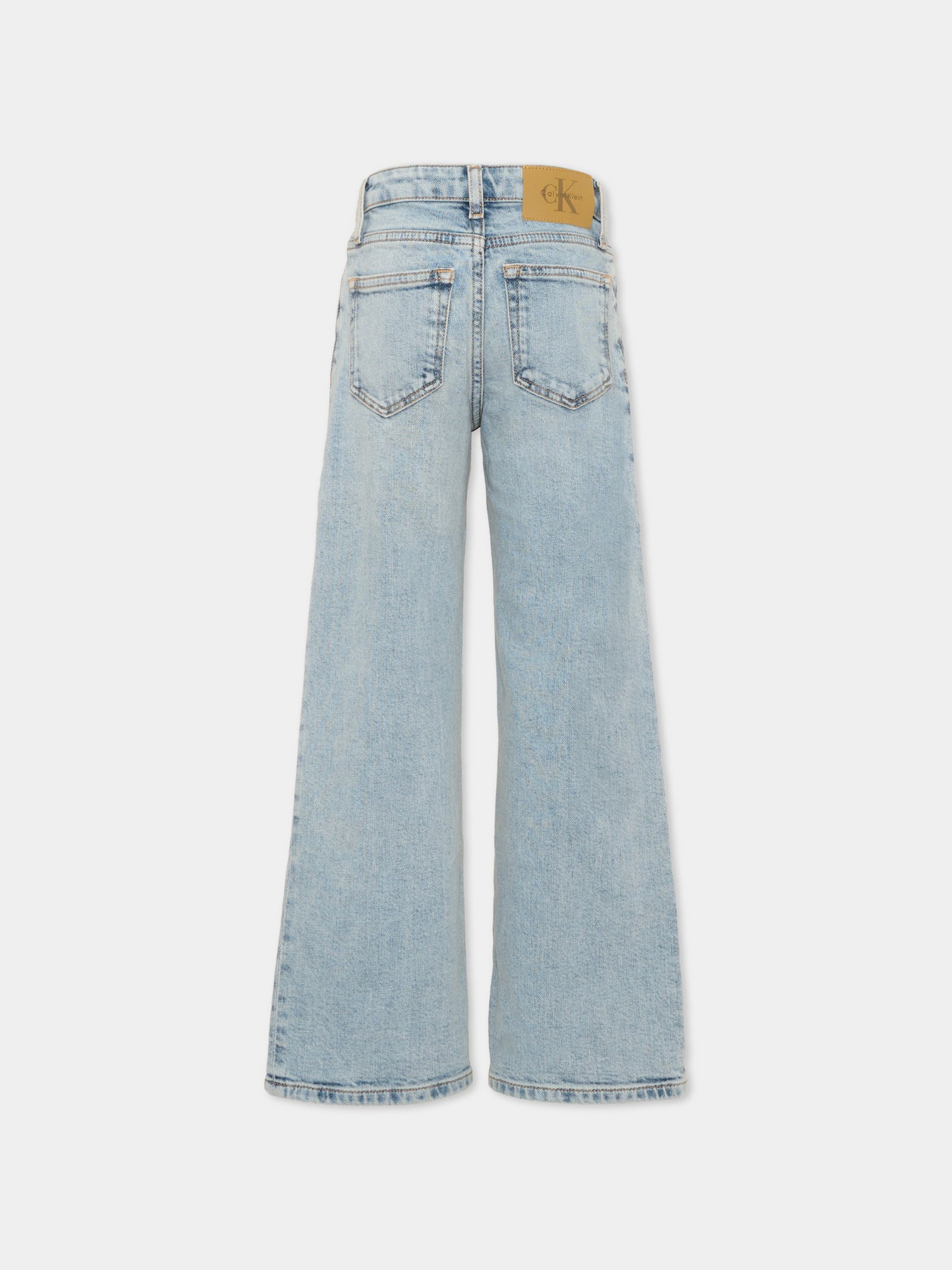 Jeans denim per bambina con patch logo,Calvin Klein Kids,LVCKSJC02G 1A4