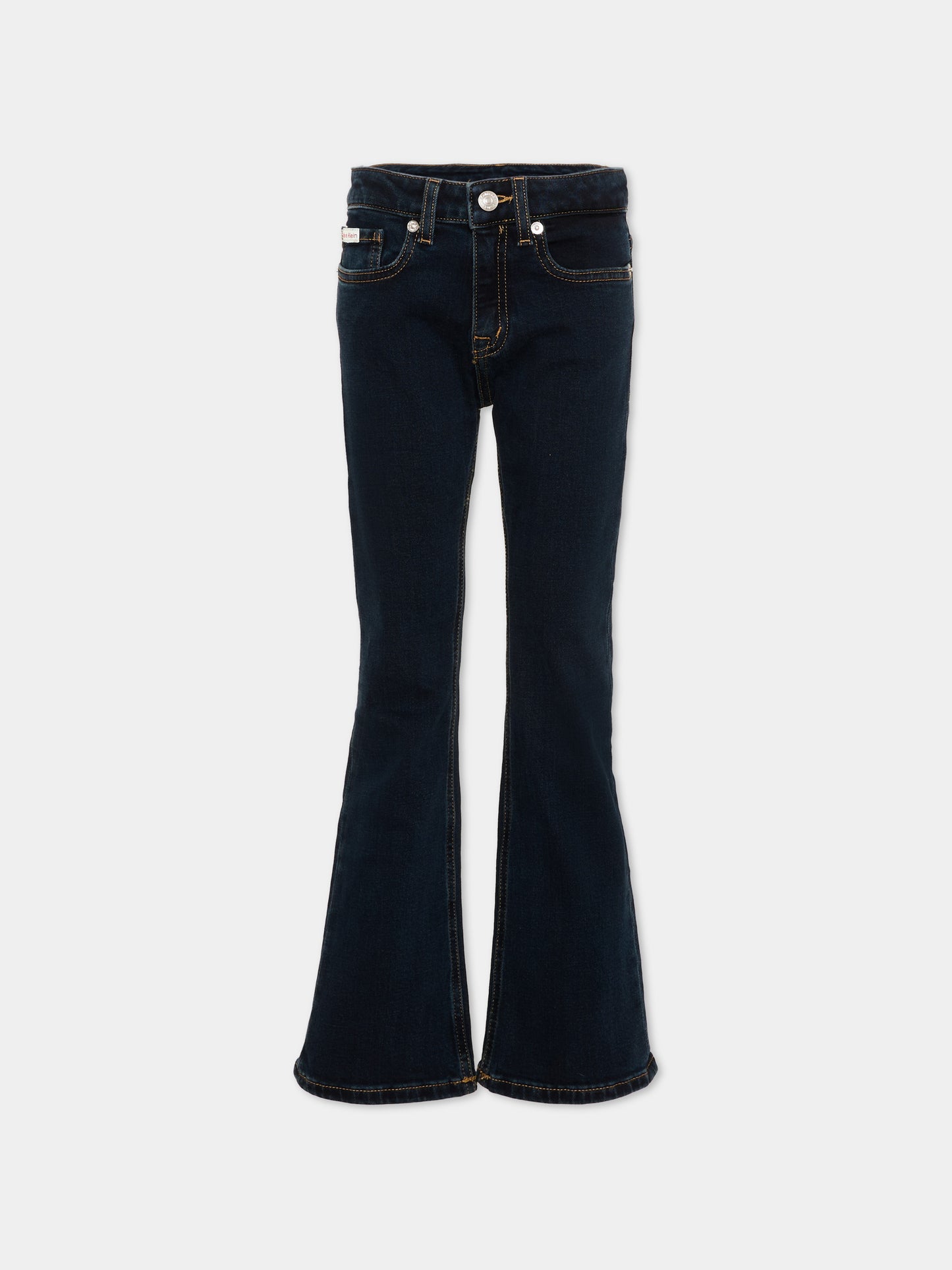 Jeans nero per bambina con patch logo,Calvin Klein Kids,LVCKSJC03G 1BK