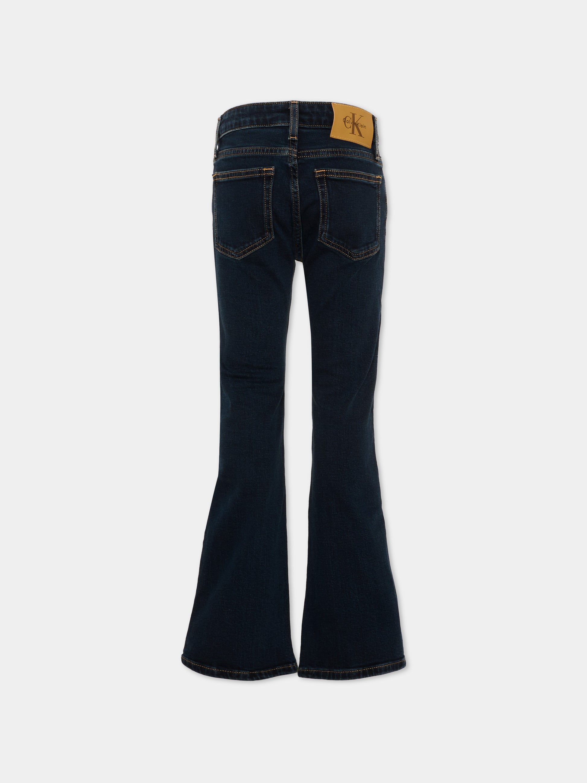 Jeans nero per bambina con patch logo,Calvin Klein Kids,LVCKSJC03G 1BK