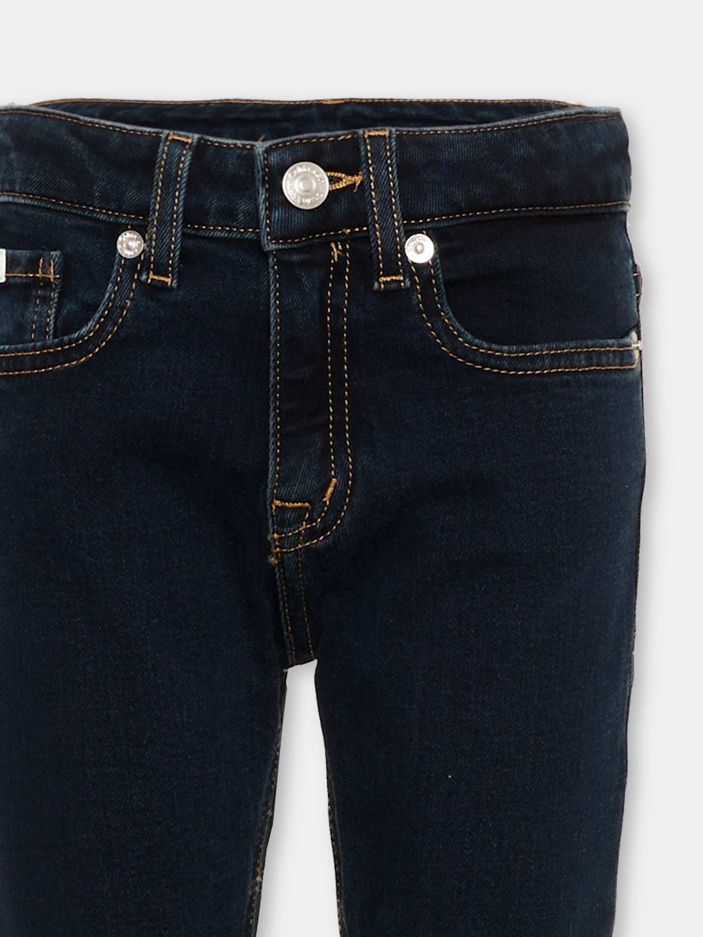 Jeans nero per bambina con patch logo,Calvin Klein Kids,LVCKSJC03G 1BK
