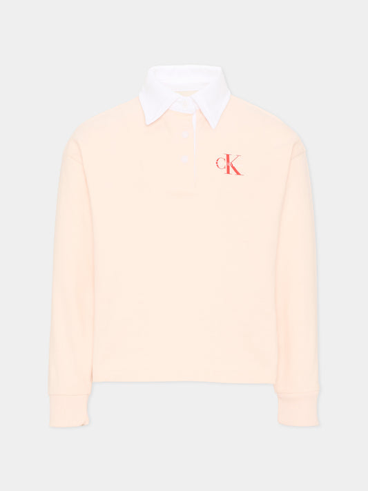 Polo rosa per bambina con logo,Calvin Klein Kids,LVCKTJB28G T0R