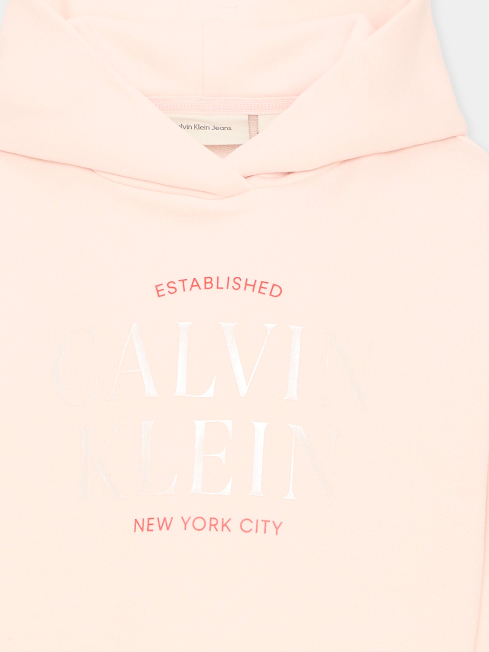 Felpa rosa per bambina con logo,Calvin Klein Kids,LVCKTJB36G T0R