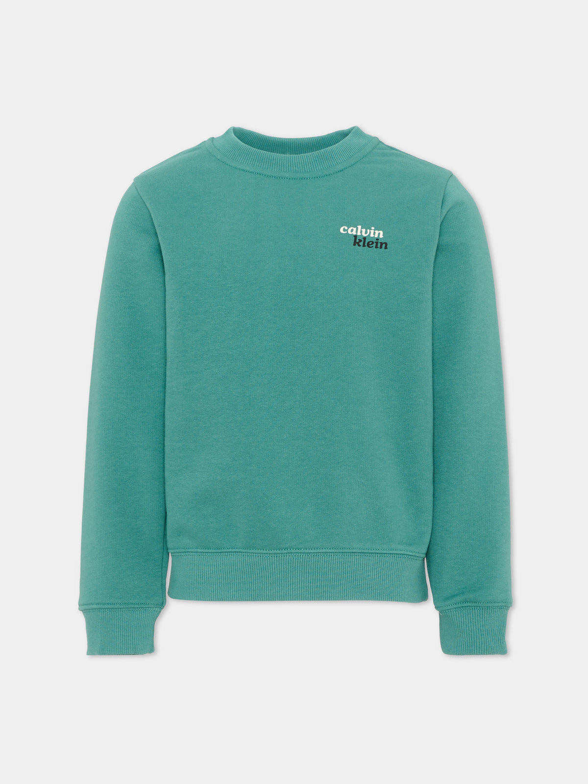 Felpa verde per bambino con logo,Calvin Klein Kids,LVCKTJB42B LIT