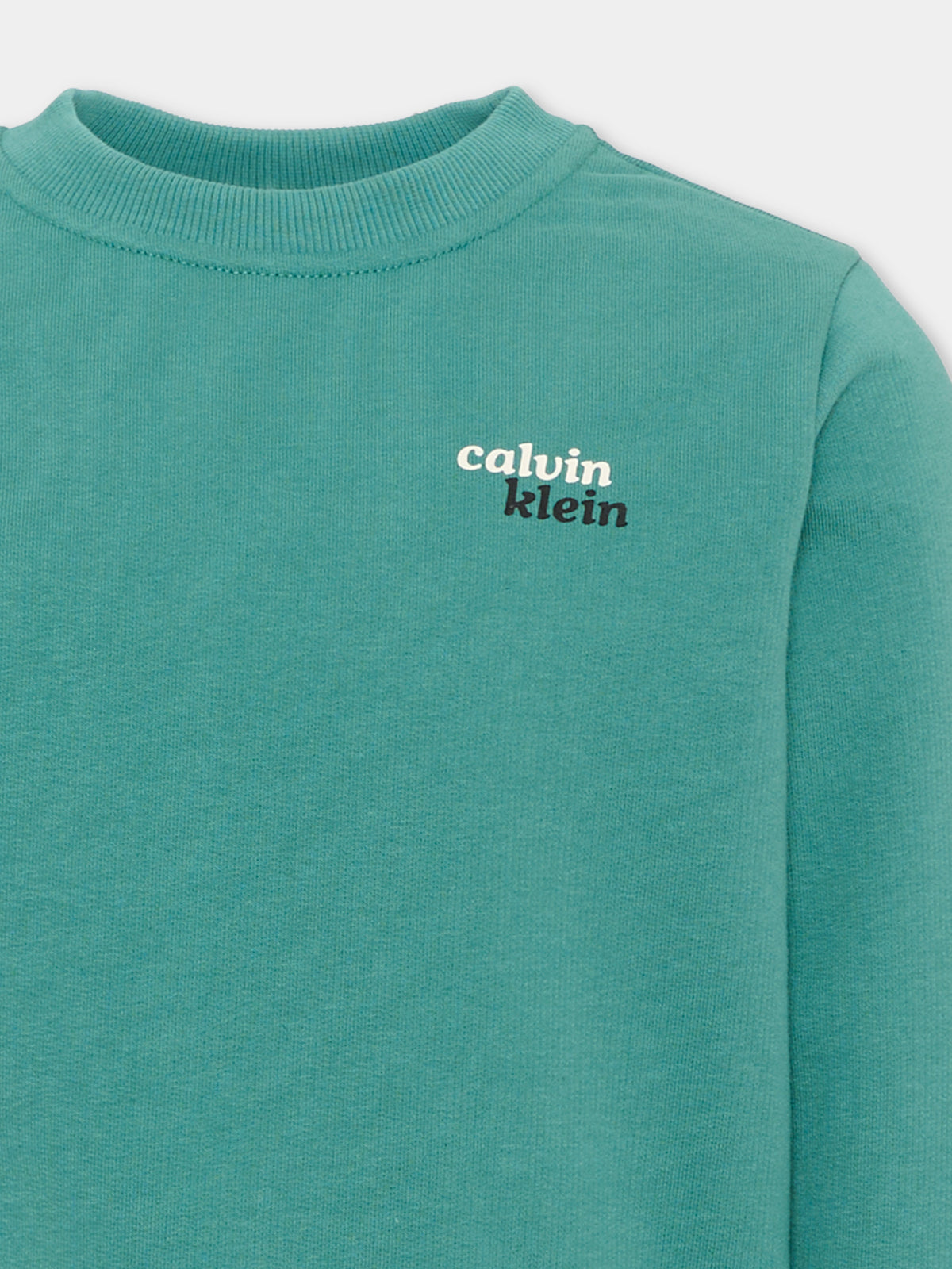 Felpa verde per bambino con logo,Calvin Klein Kids,LVCKTJB42B LIT