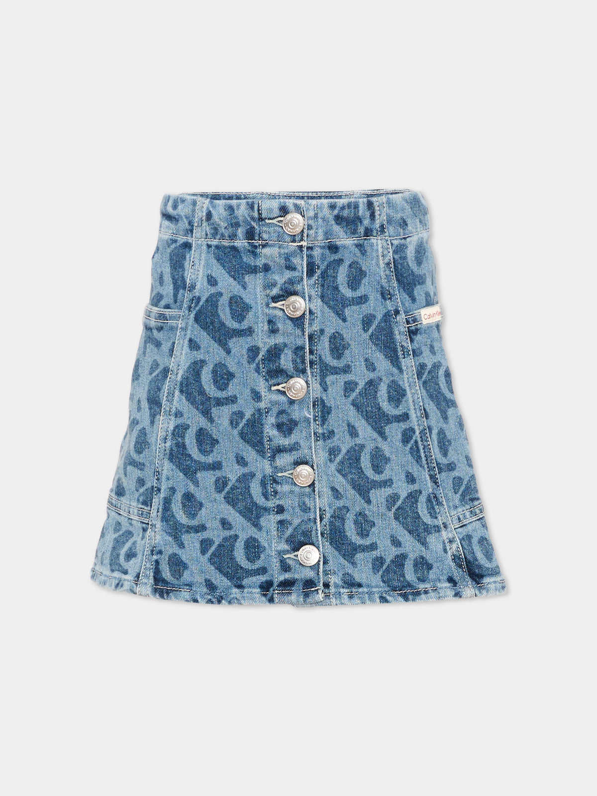 Gonna denim per bambina con logo,Calvin Klein Kids,LVCKTJC30G 1AA