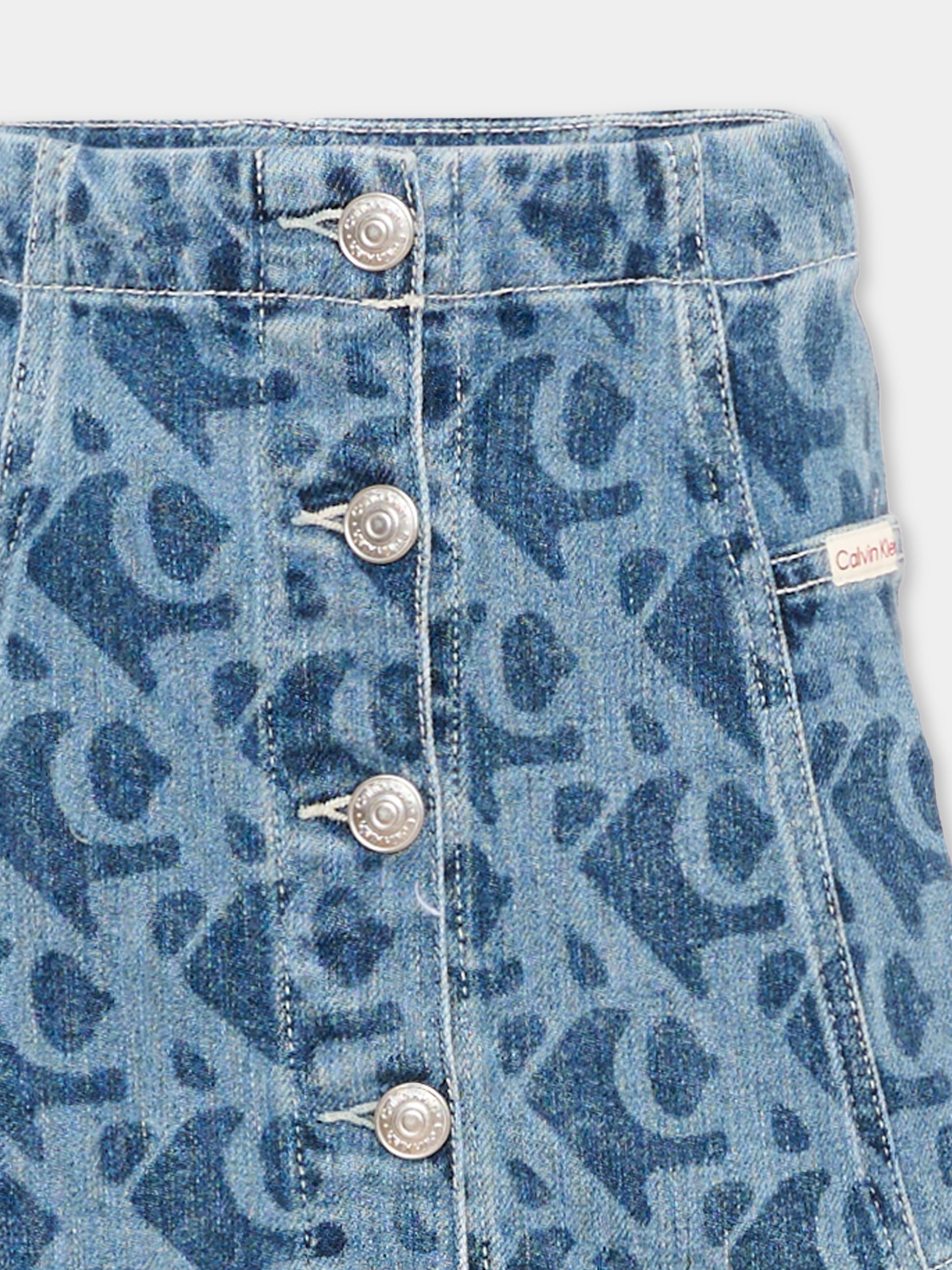 Gonna denim per bambina con logo,Calvin Klein Kids,LVCKTJC30G 1AA