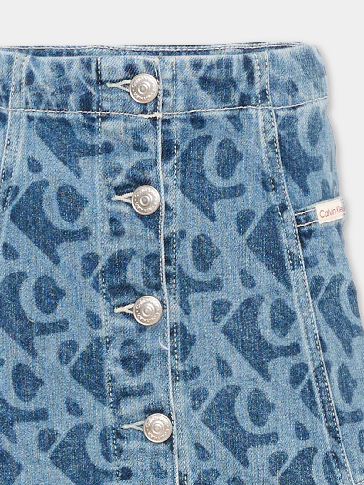 Gonna denim per bambina con logo,Calvin Klein Kids,LVCKTJC30G 1AA