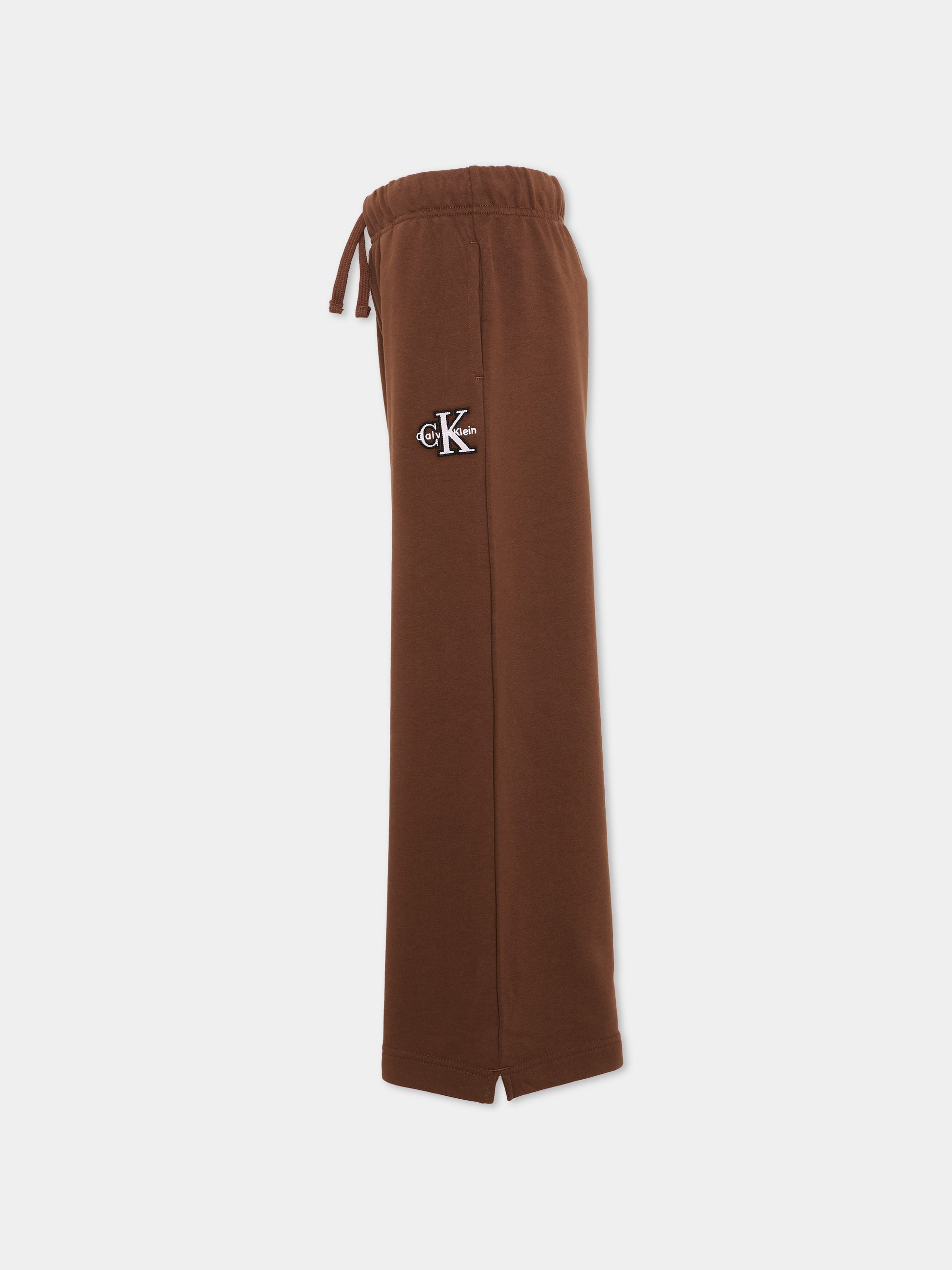 Pantaloni sportivi marroni per bambina con logo,Calvin Klein Kids,LVCKTJC36G HJQ