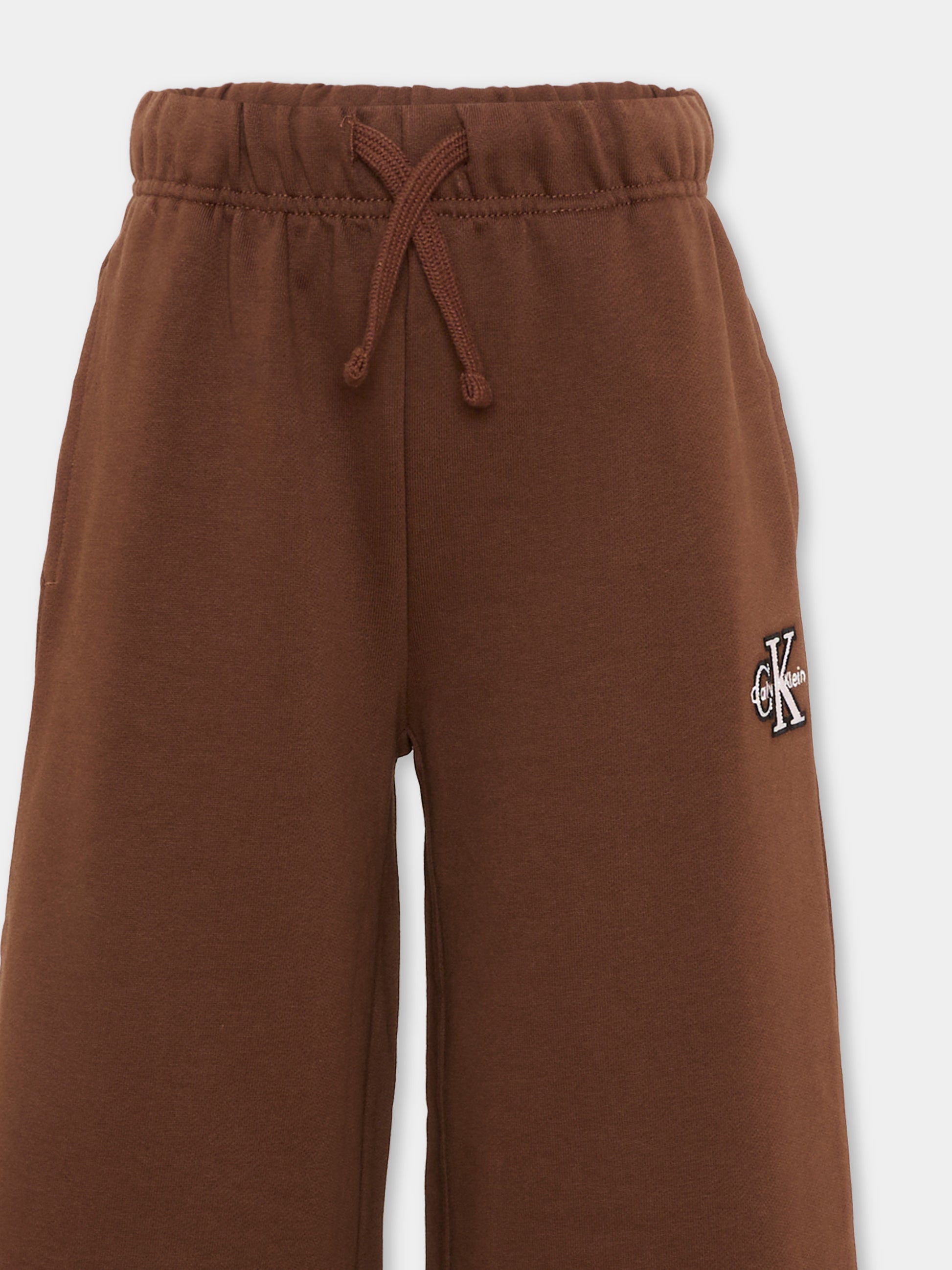 Pantaloni sportivi marroni per bambina con logo,Calvin Klein Kids,LVCKTJC36G HJQ