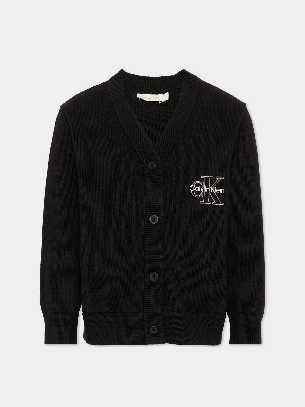 Cardigan nero per bambino con logo,Calvin Klein Kids,LVCKTJF03B BEH