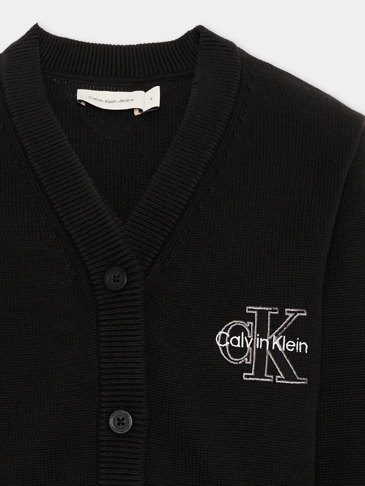 Cardigan nero per bambino con logo,Calvin Klein Kids,LVCKTJF03B BEH