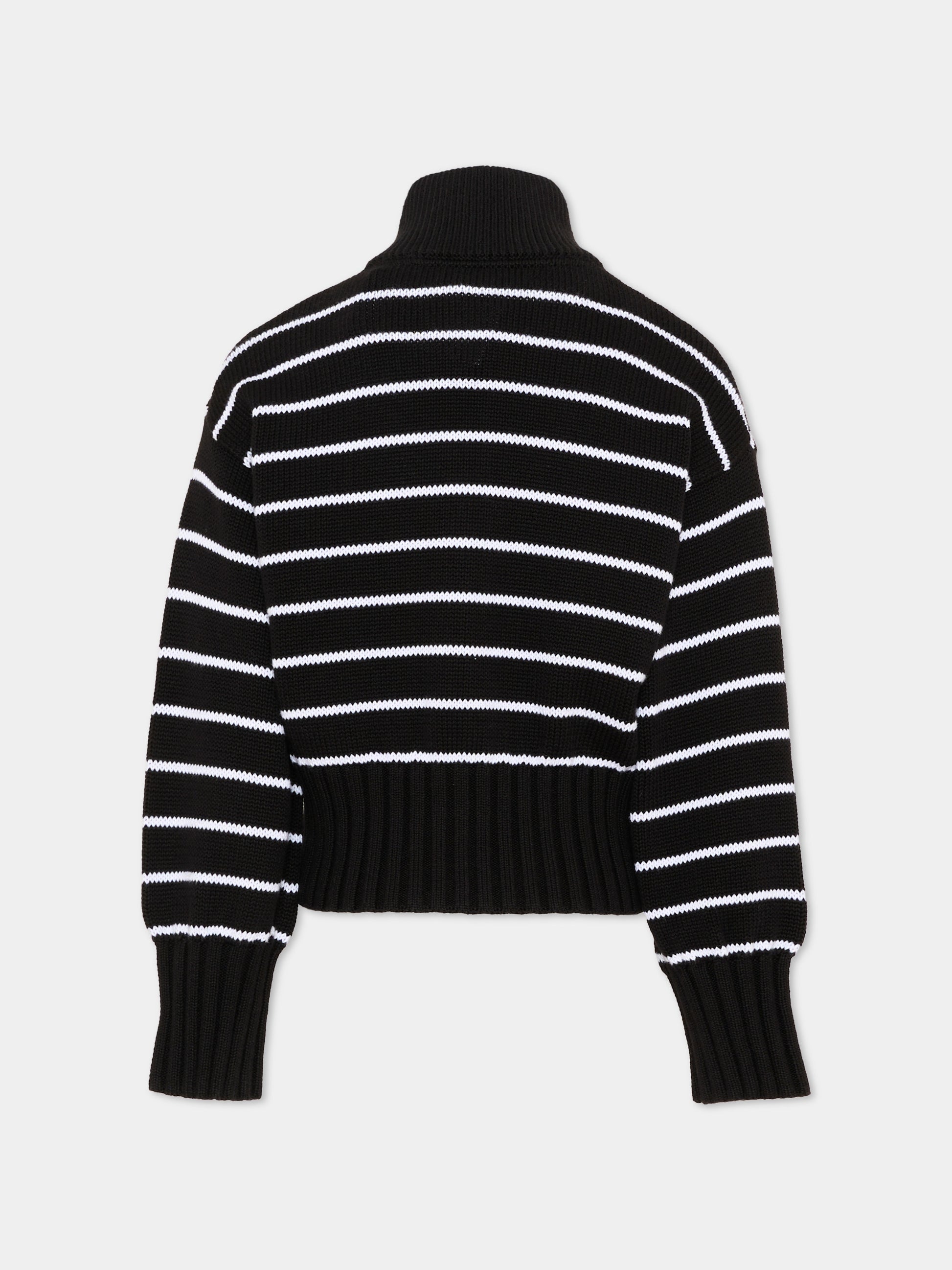 Cardigan nero a righe per bambina con logo,Calvin Klein Kids,LVCKTJF04G BEH