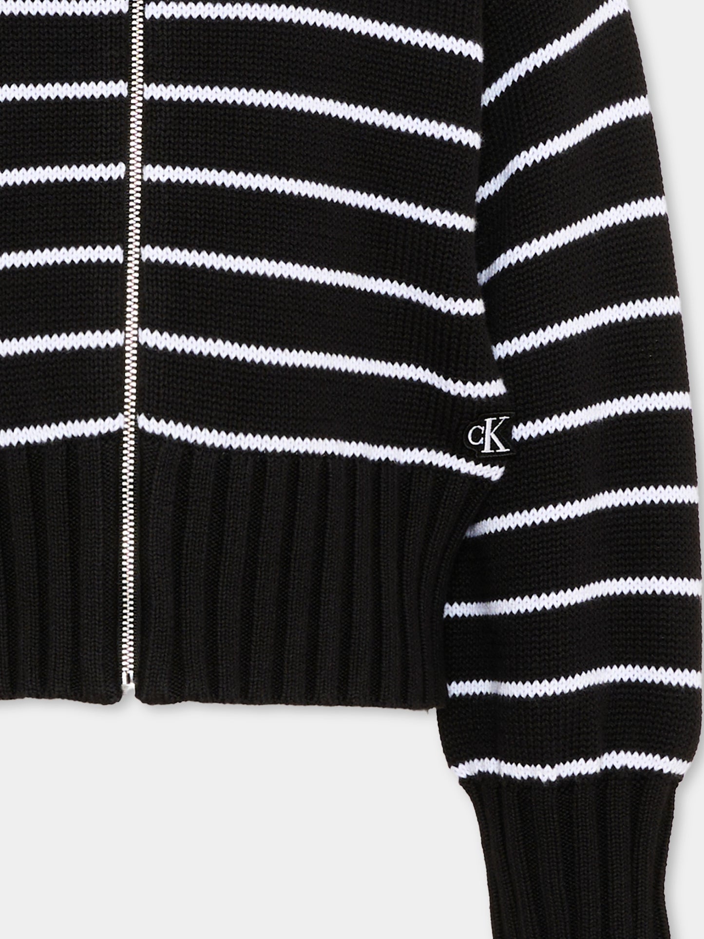 Cardigan nero a righe per bambina con logo,Calvin Klein Kids,LVCKTJF04G BEH