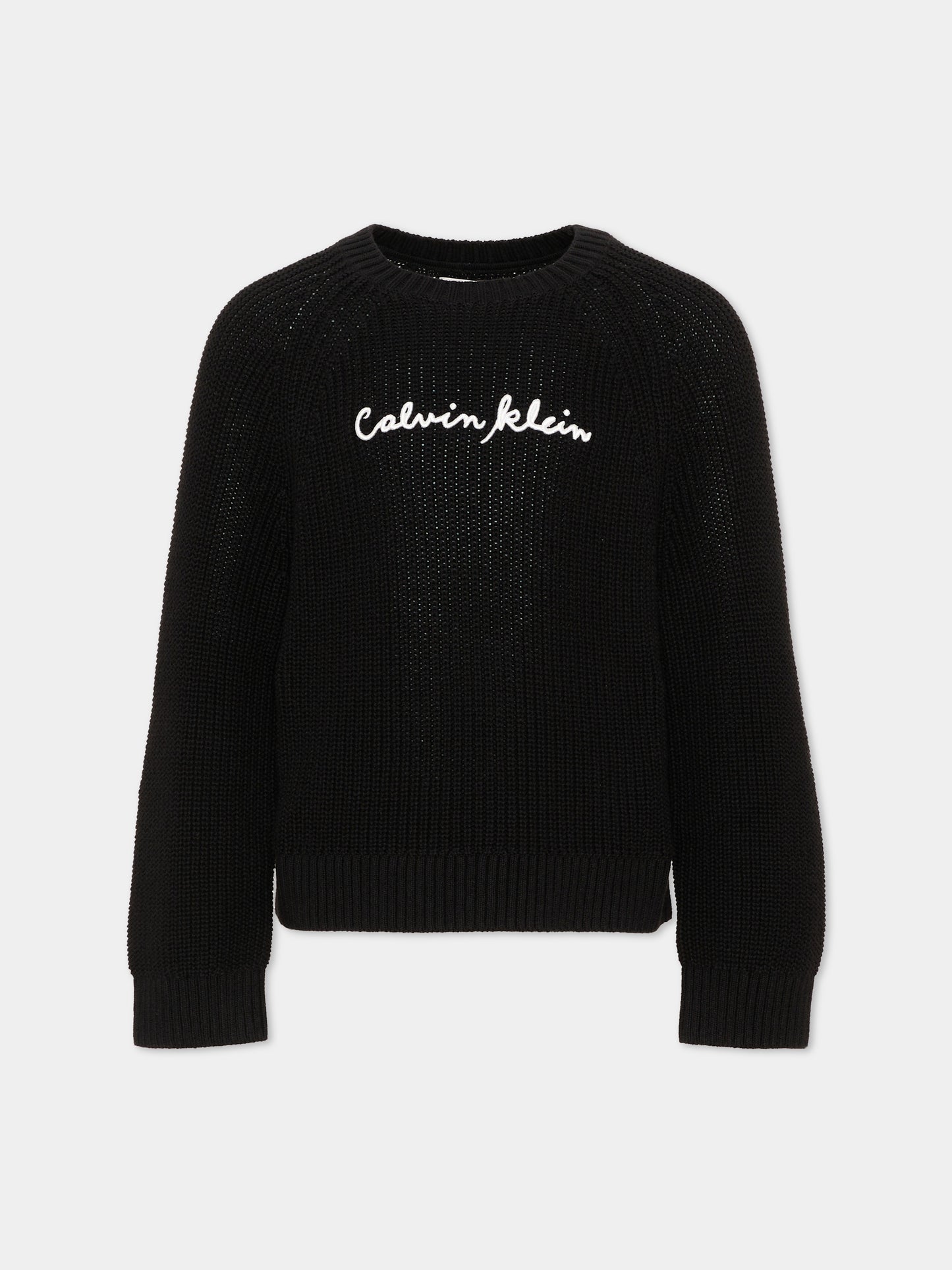 Maglione nero per bambina con logo,Calvin Klein Kids,LVCKTJF05G BEH