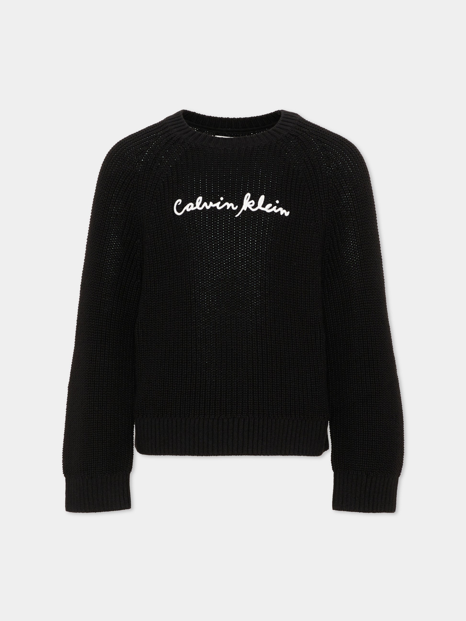 Maglione nero per bambina con logo,Calvin Klein Kids,LVCKTJF05G BEH