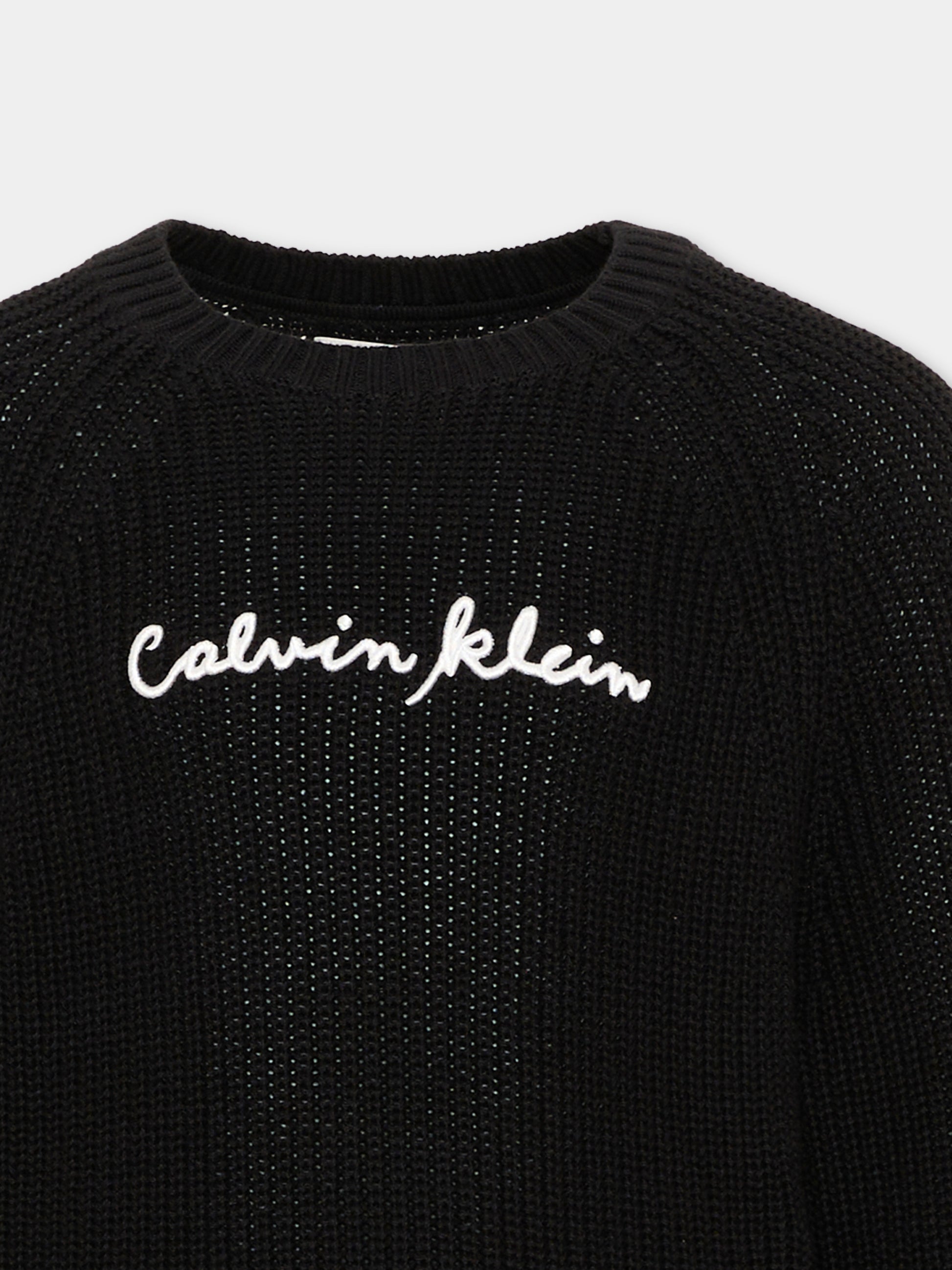 Maglione nero per bambina con logo,Calvin Klein Kids,LVCKTJF05G BEH