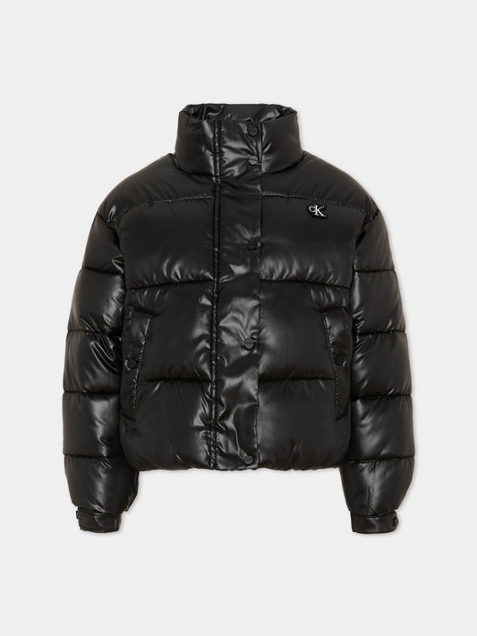 Piumino nero per bambina con logo,Calvin Klein Kids,LVCKTJM01G BEH