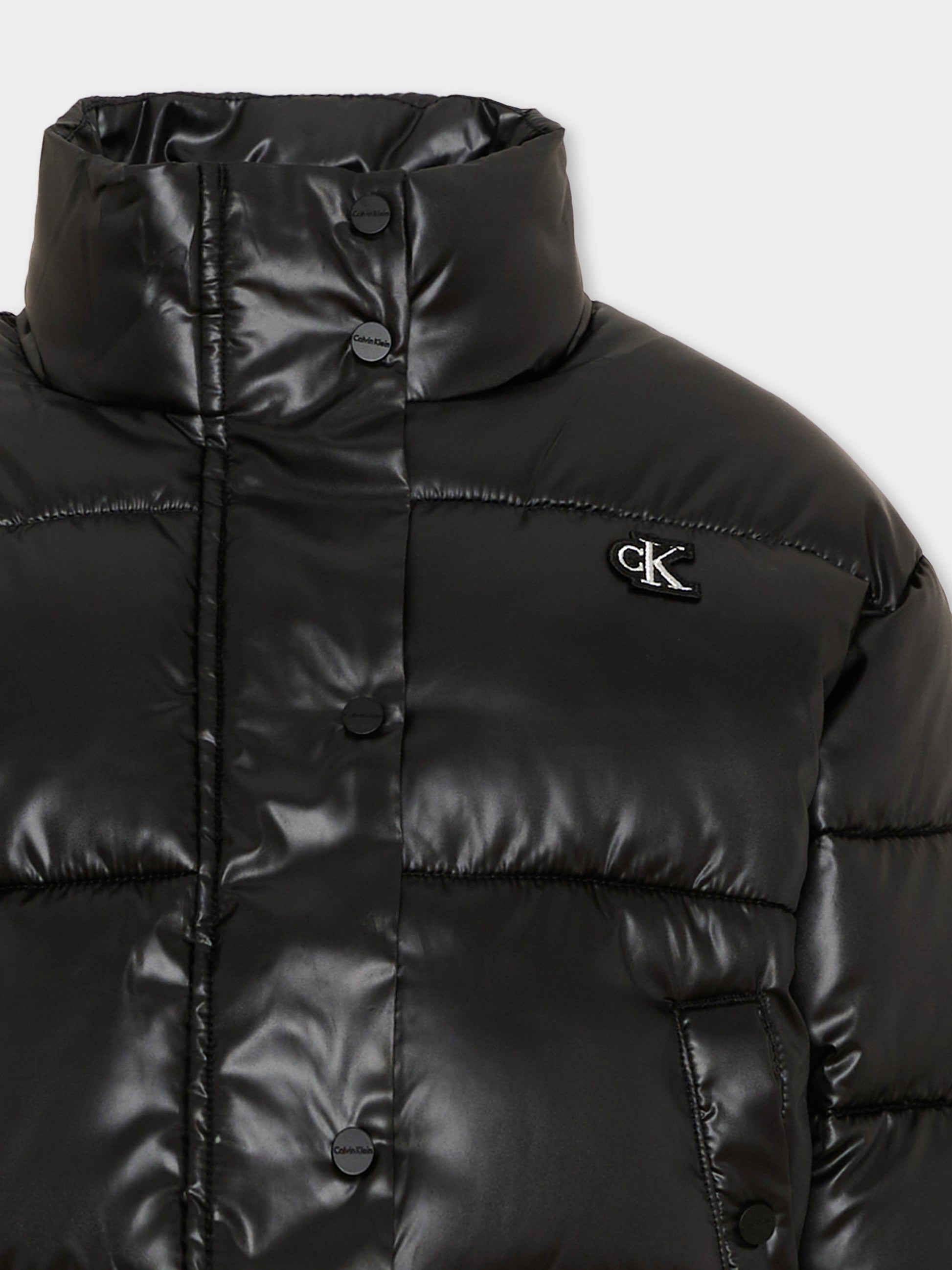 Piumino nero per bambina con logo,Calvin Klein Kids,LVCKTJM01G BEH