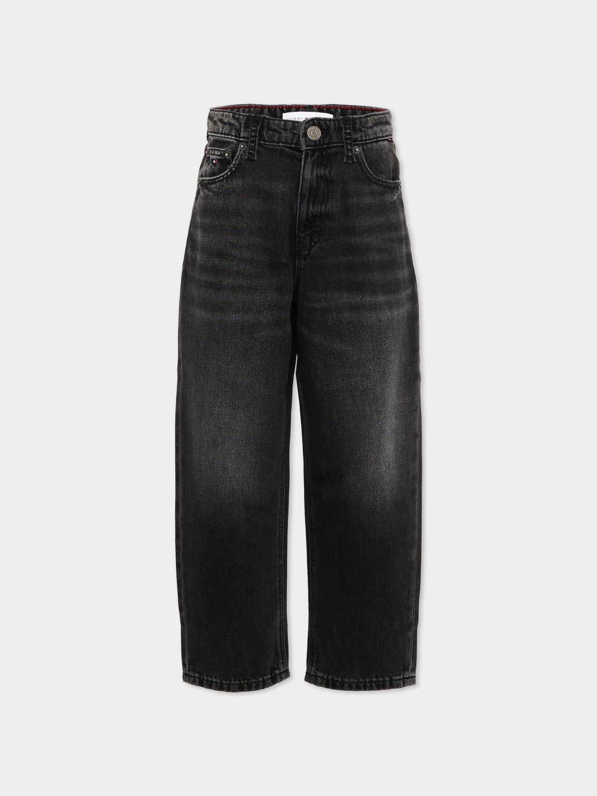 Jeans nero per bambino con patch logo,Tommy Hilfiger Junior,KB0KB10461 1BZ
