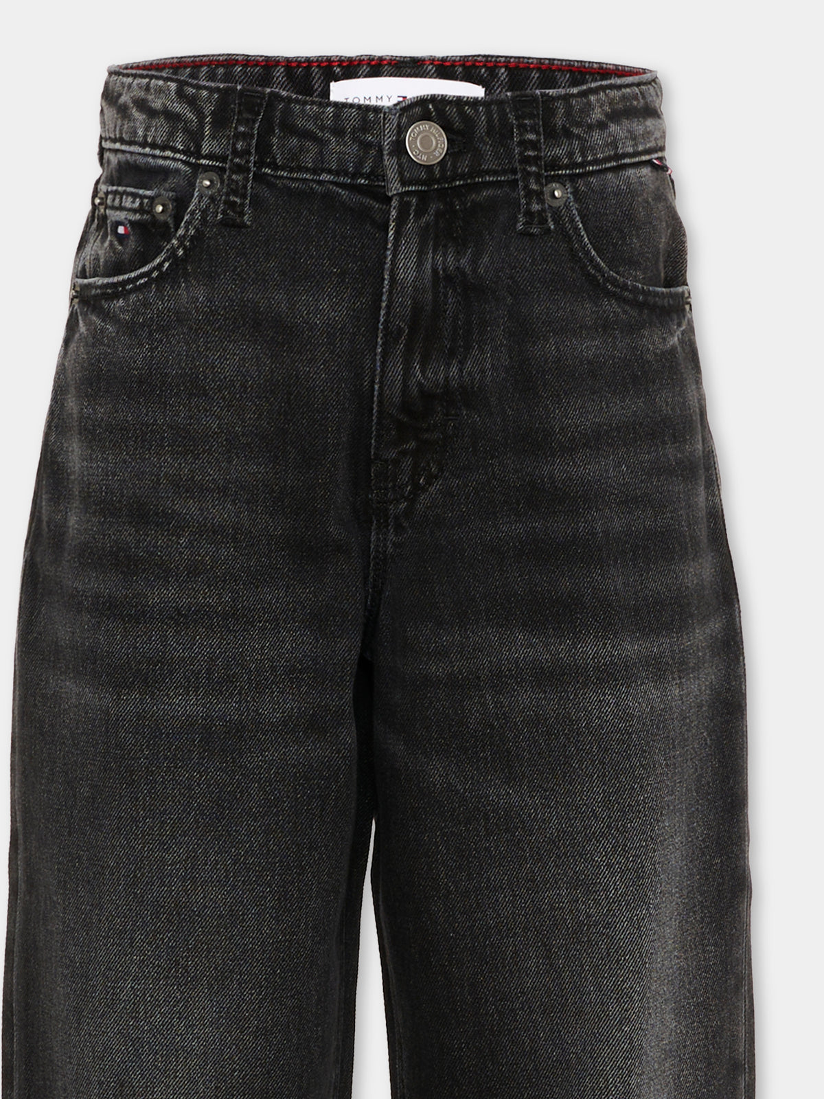 Jeans nero per bambino con patch logo,Tommy Hilfiger Junior,KB0KB10461 1BZ