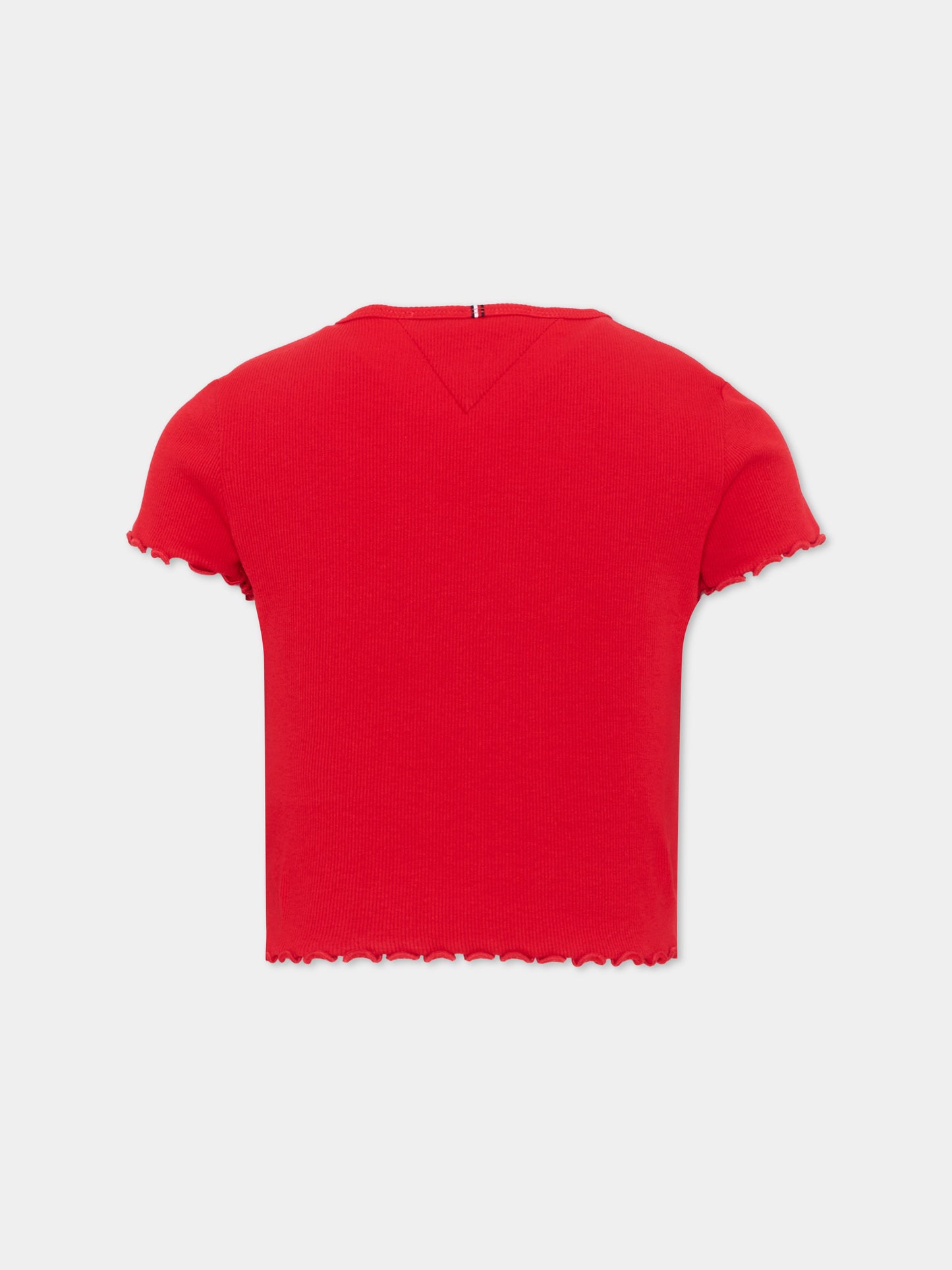 T-shirt cropped rossa per bambina con logo,Tommy Hilfiger Junior,KG0KG08590 XLG