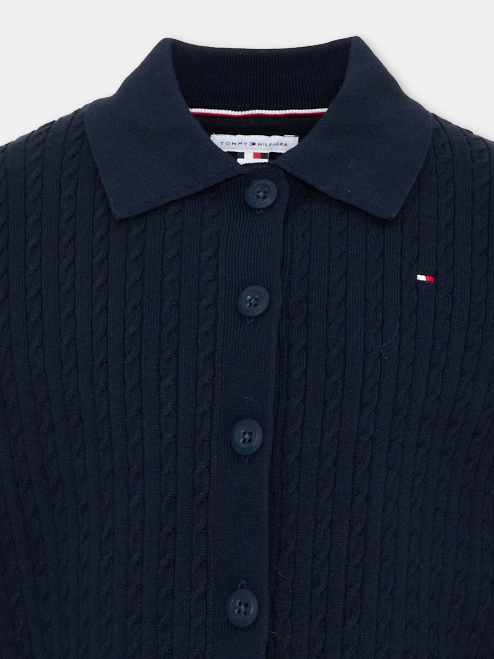 Cardigan blu per bambina righe tricolore,Tommy Hilfiger Junior,KG0KG09429 C1G