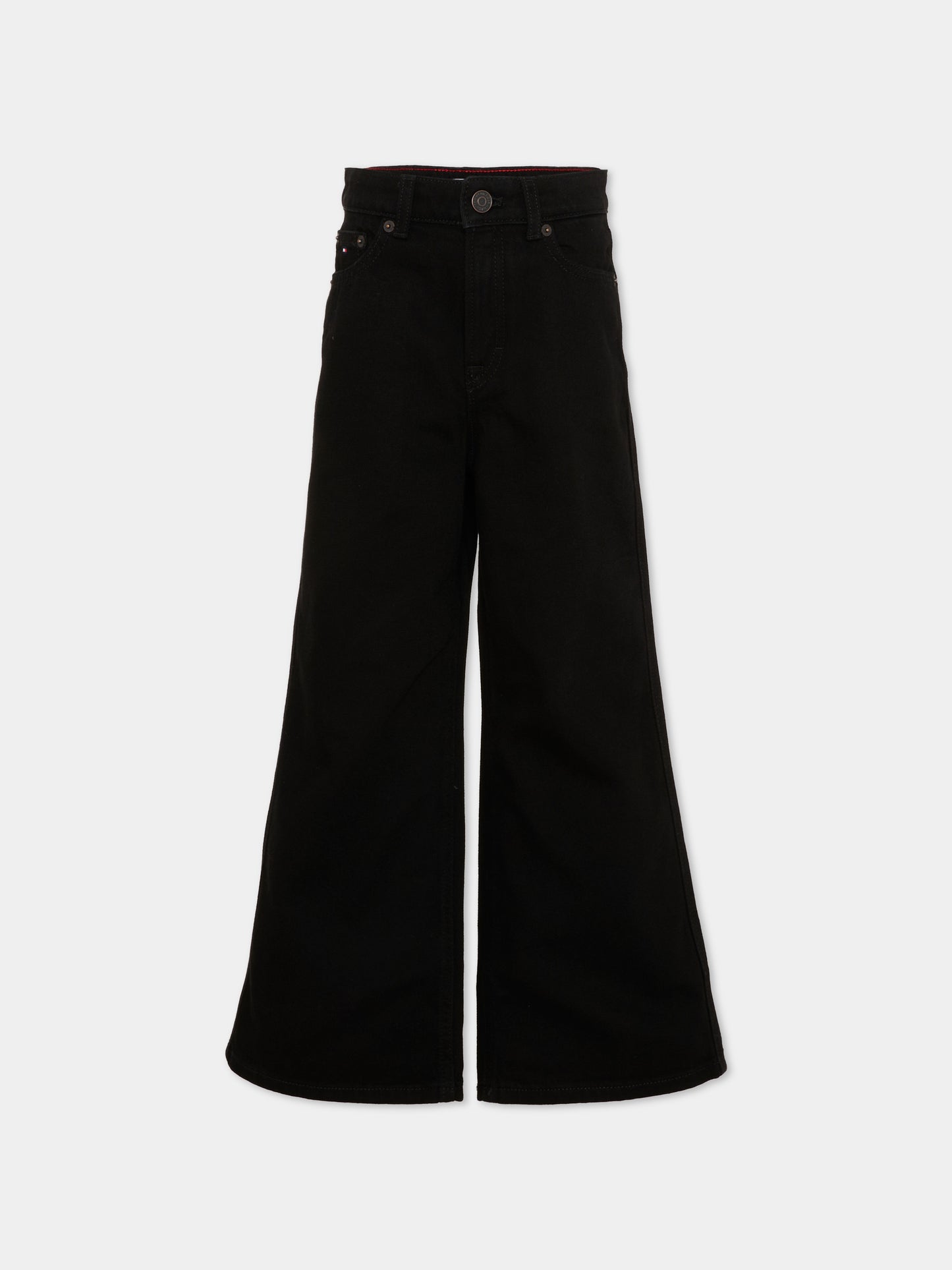 Jeans nero per bambina con patch logo,Tommy Hilfiger Junior,KG0KG09472 1BY