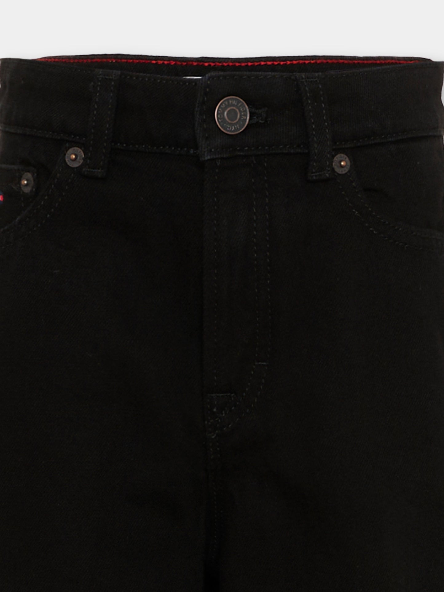 Jeans nero per bambina con patch logo,Tommy Hilfiger Junior,KG0KG09472 1BY