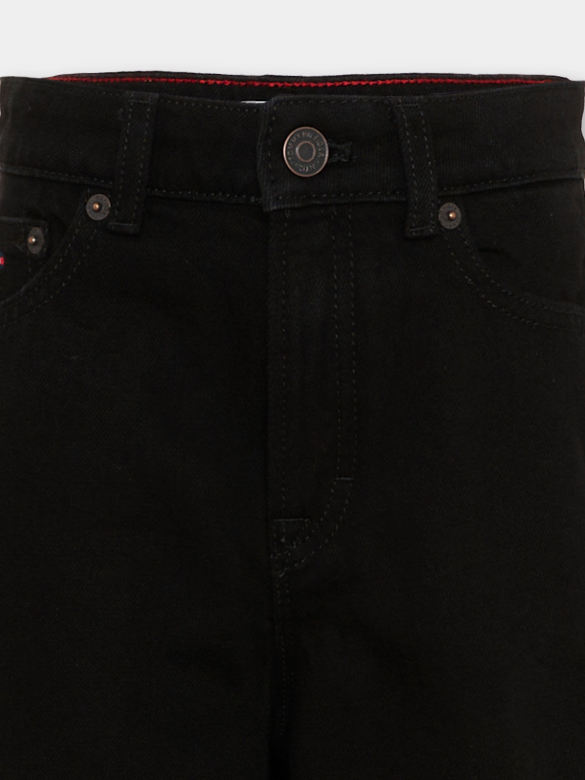 Jeans nero per bambina con patch logo,Tommy Hilfiger Junior,KG0KG09472 1BY