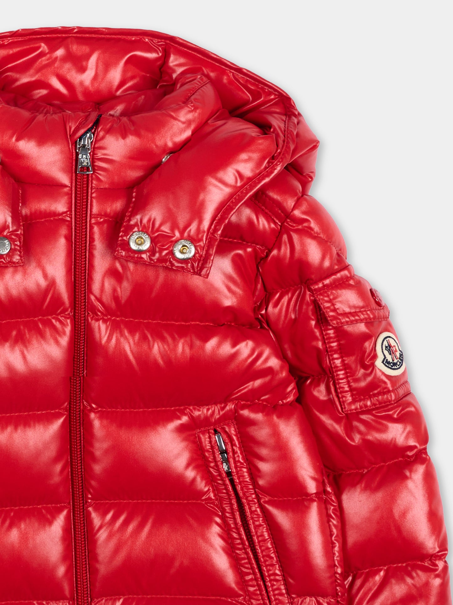 Piumino rosso Maya per neonato con logo,Moncler Kids,L2951 1A00018 597Z8 45R