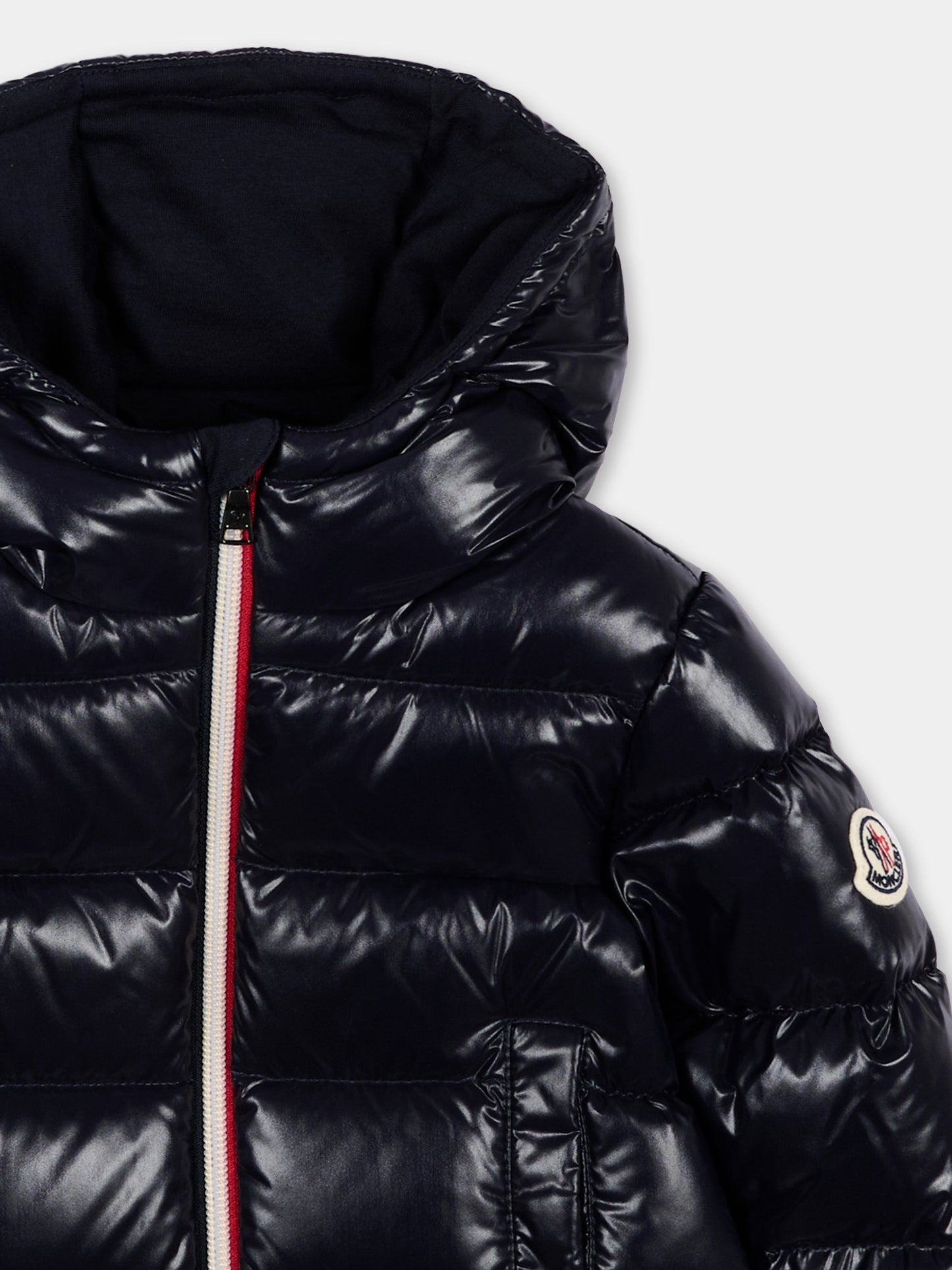 Piumino blu New Aubert per neonato con logo,Moncler Kids,L2951 1A00019 597Z8 742